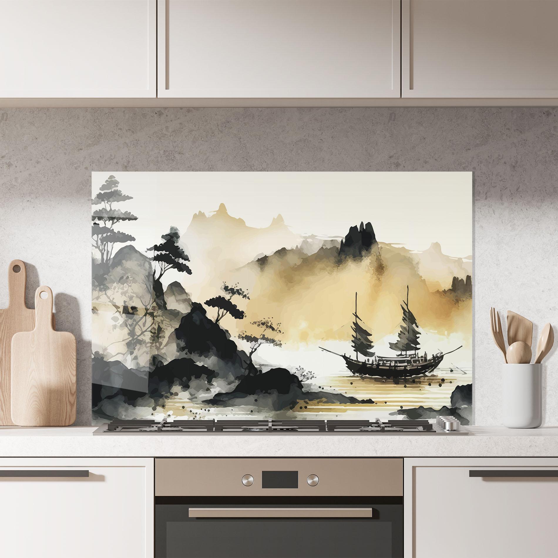 Konyhai üveg hátfal Asiatic Grey Cream mockup 7