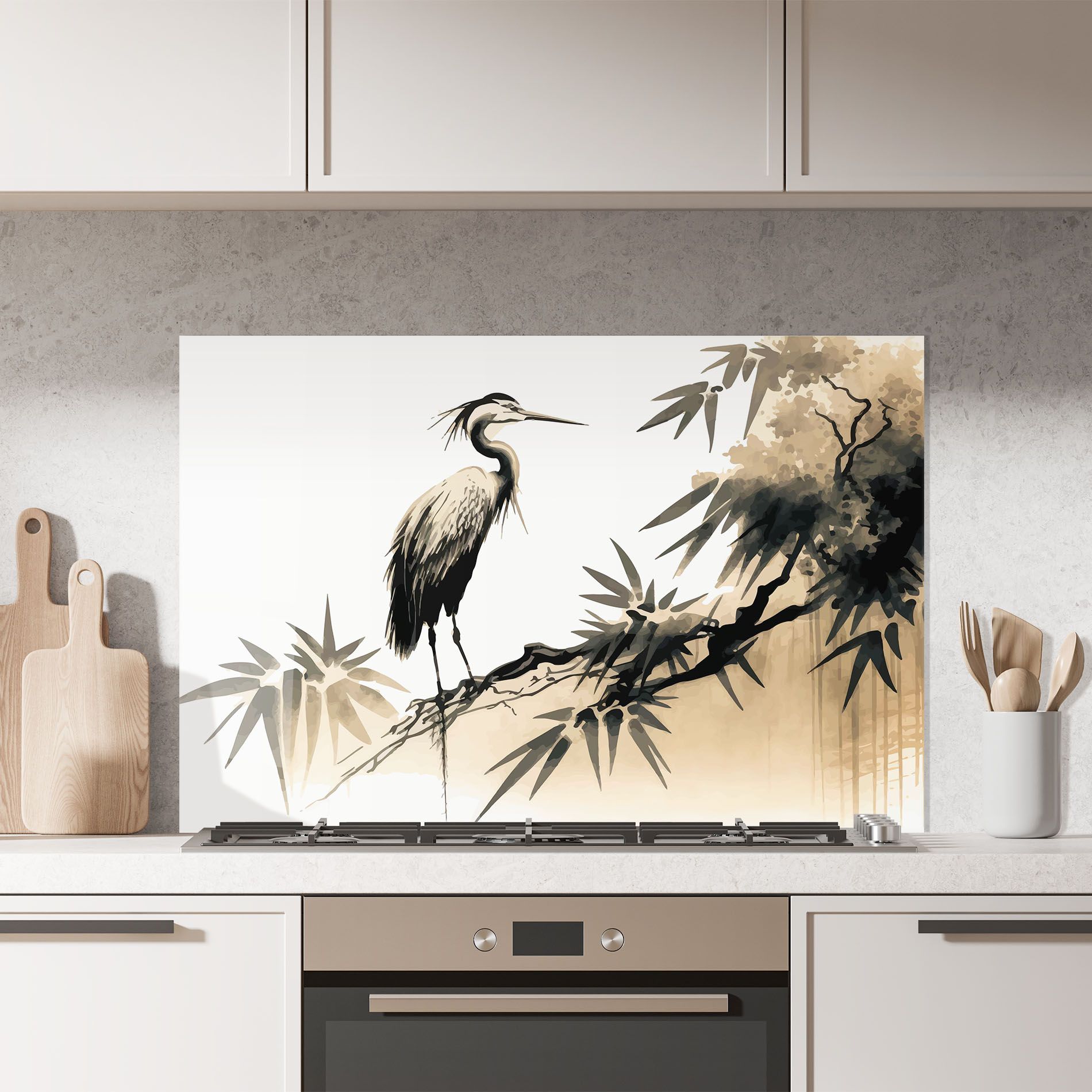 Black Cream Bird Art mockup 7