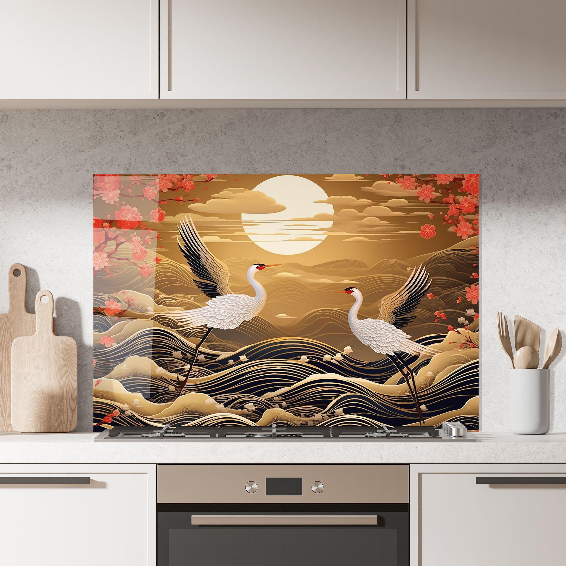 Konyhai üveg hátfal Chinese Oil Painting mockup 7