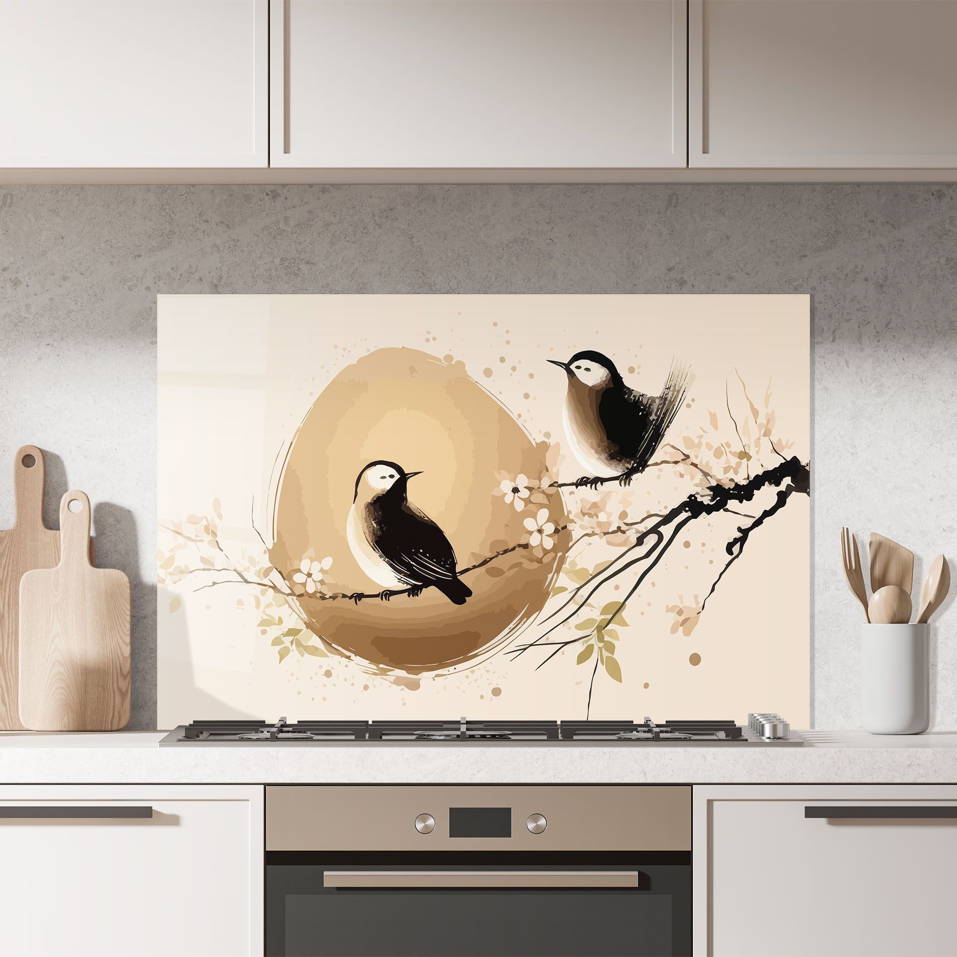 Cream Blossoms Bird mockup 7
