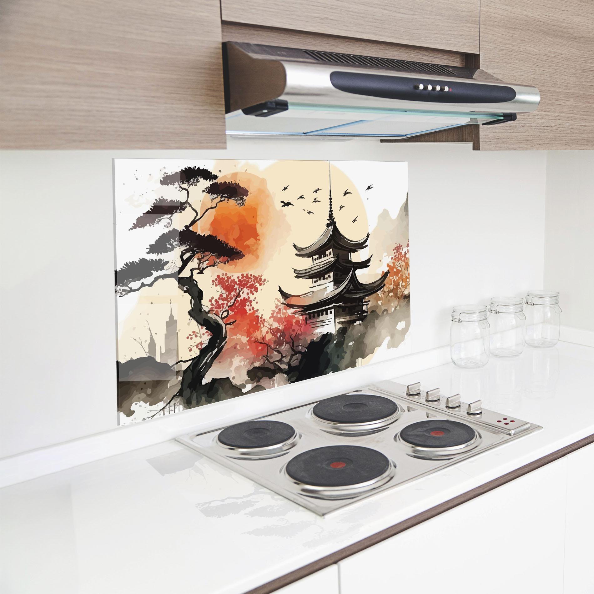 Konyhai üveg hátfal Asiatic Beautiful View mockup 8