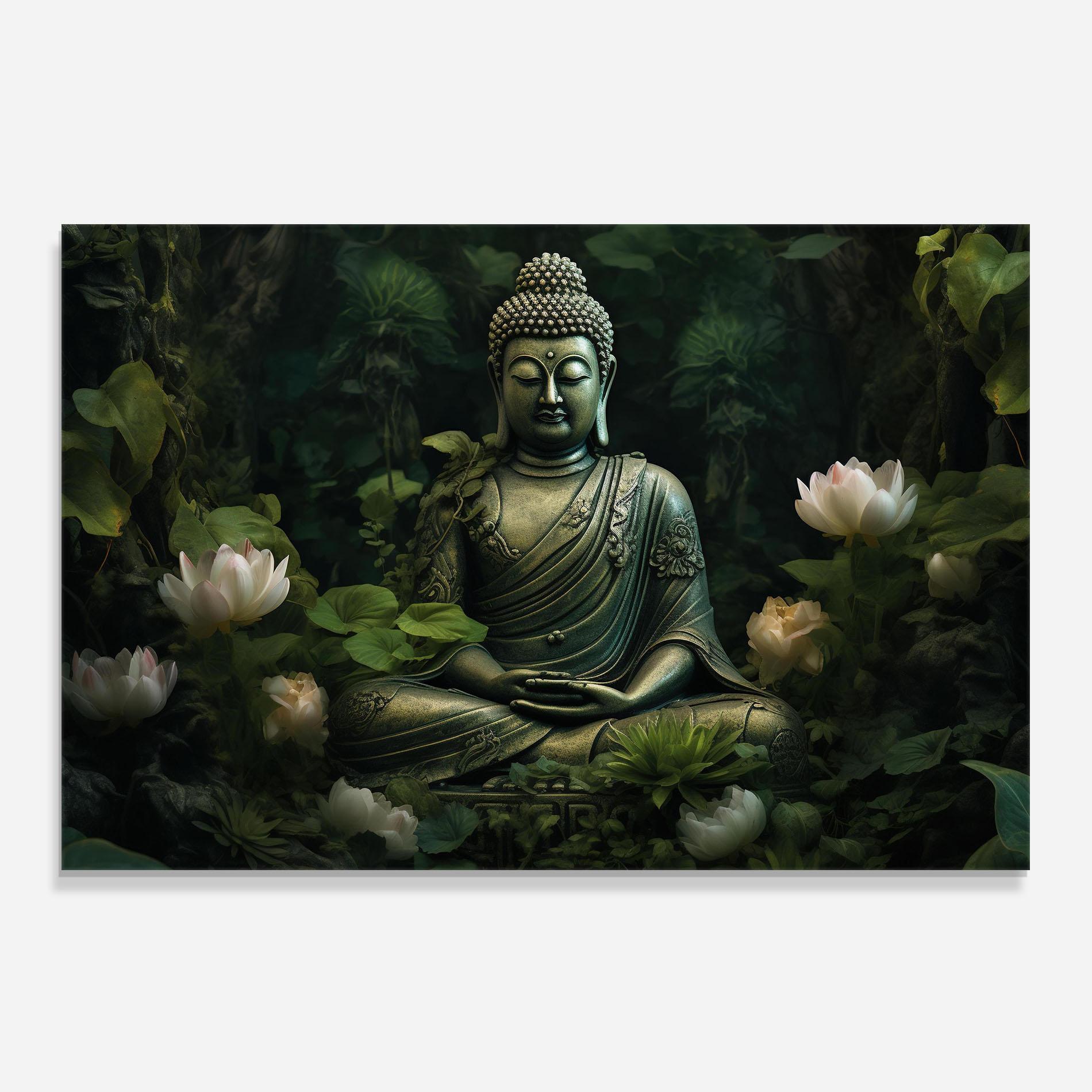 Konyhai üveg hátfal Buddha Lotus Flower mockup 0