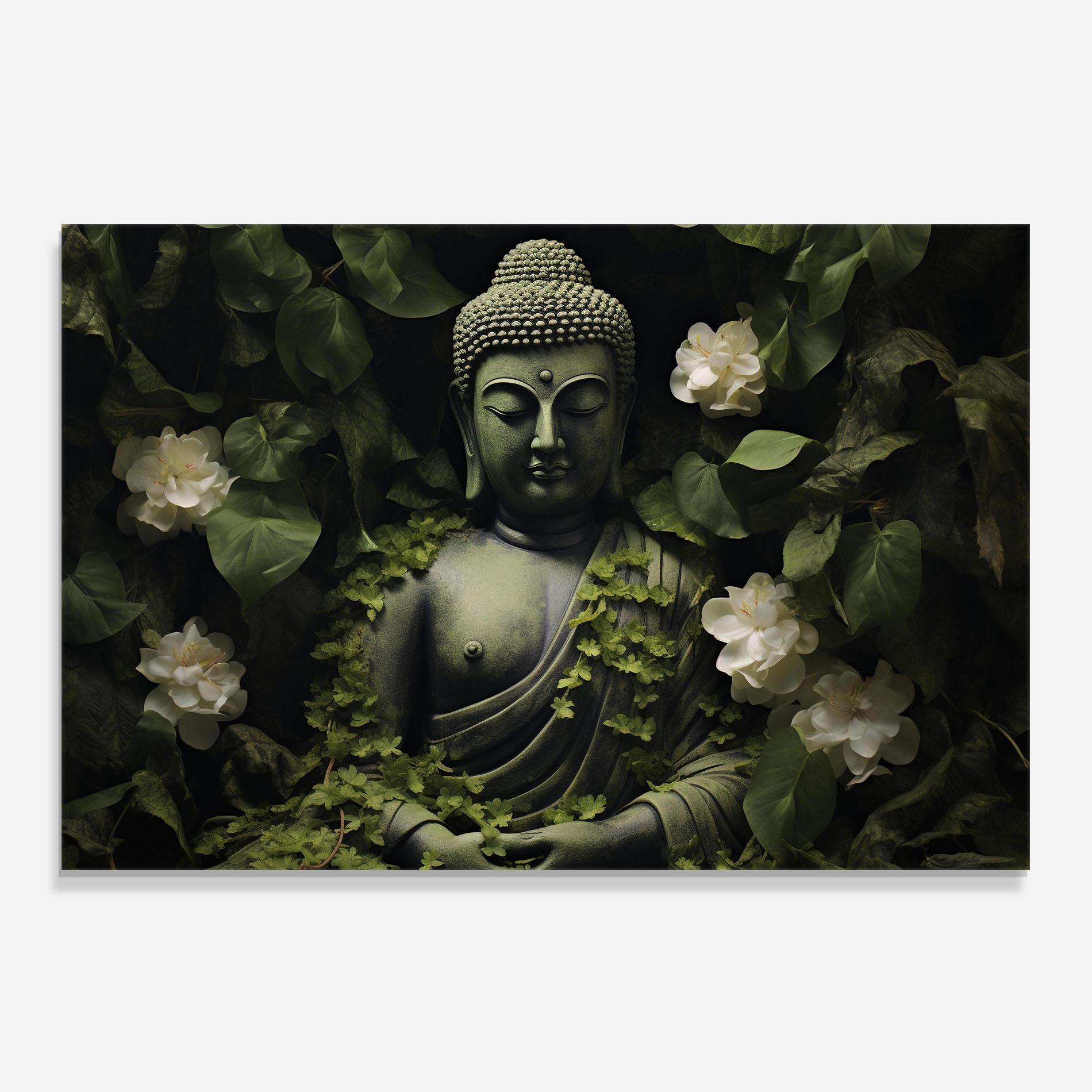 Konyhai üveg hátfal Buddha Lotus Statue mockup 0