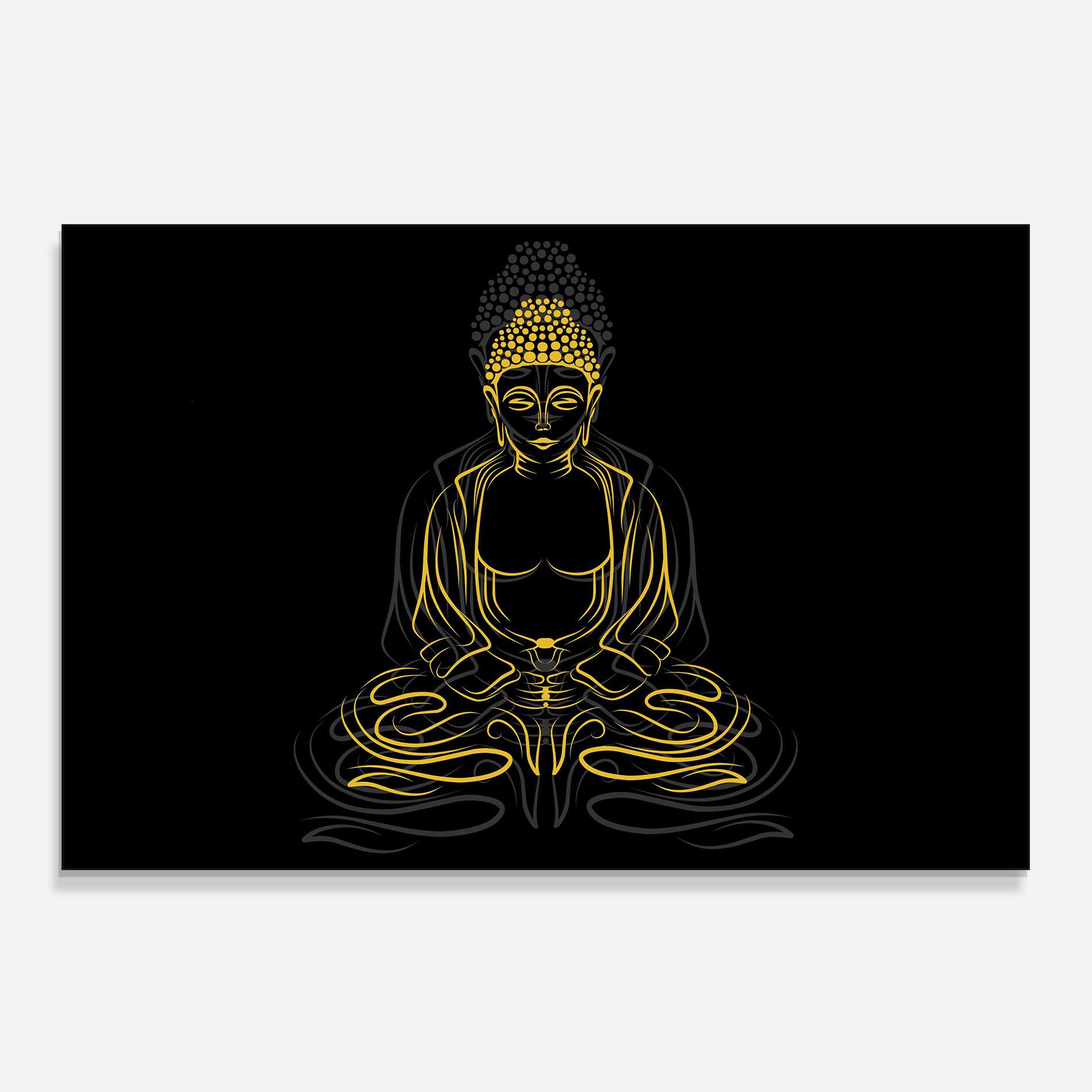 Konyhai üveg hátfal Grey Yellow Buddha mockup 0