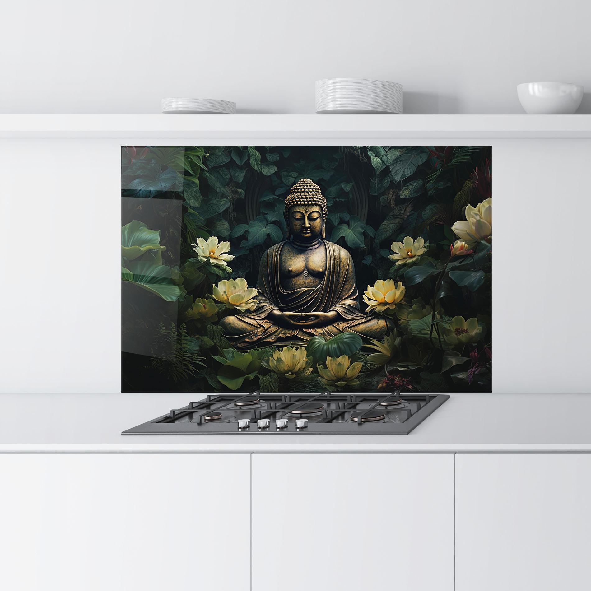 Konyhai üveg hátfal Calm Buddha Art mockup 9