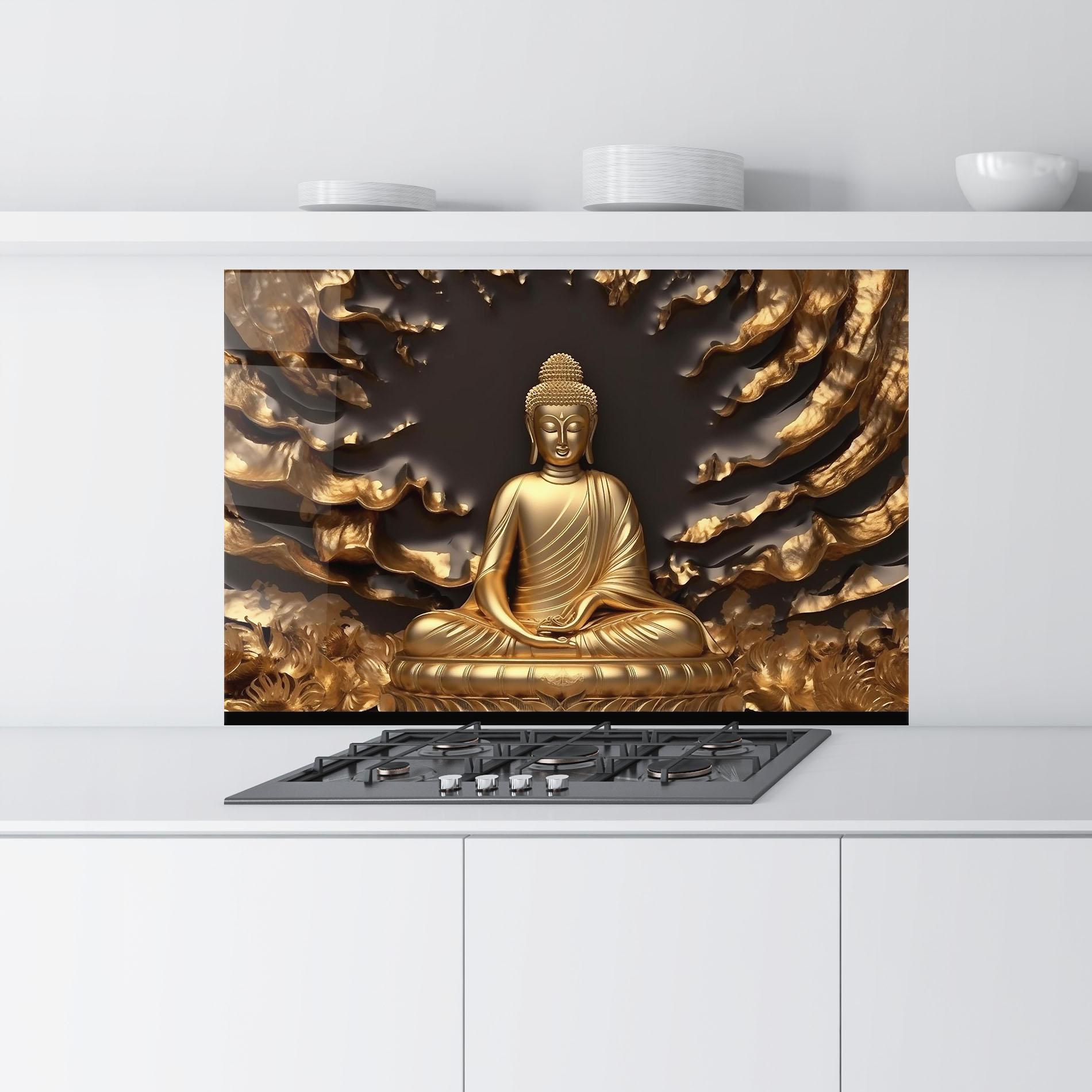 Konyhai üveg hátfal Gold 3d Buddha mockup 9