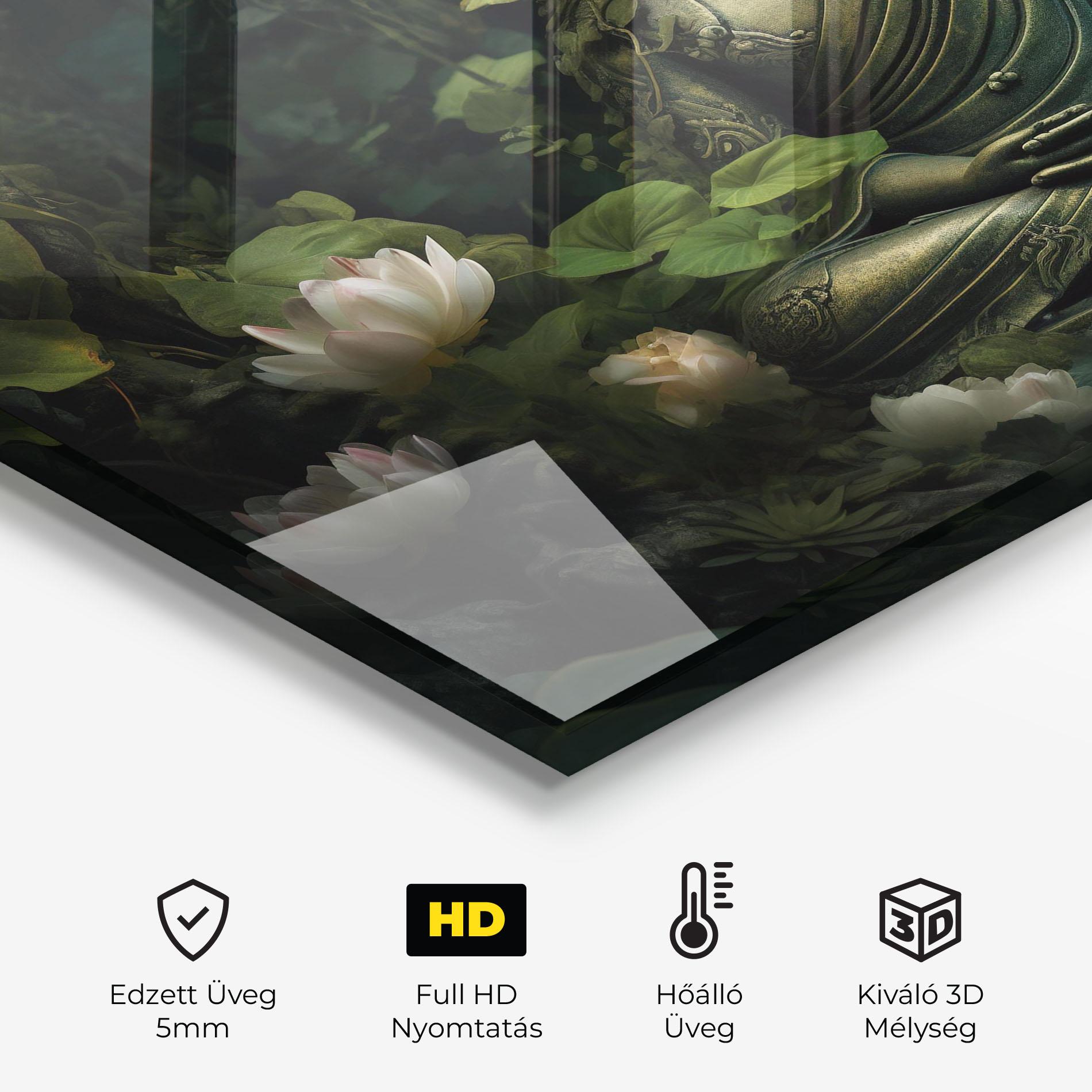 Konyhai üveg hátfal Buddha Lotus Flower mockup 2