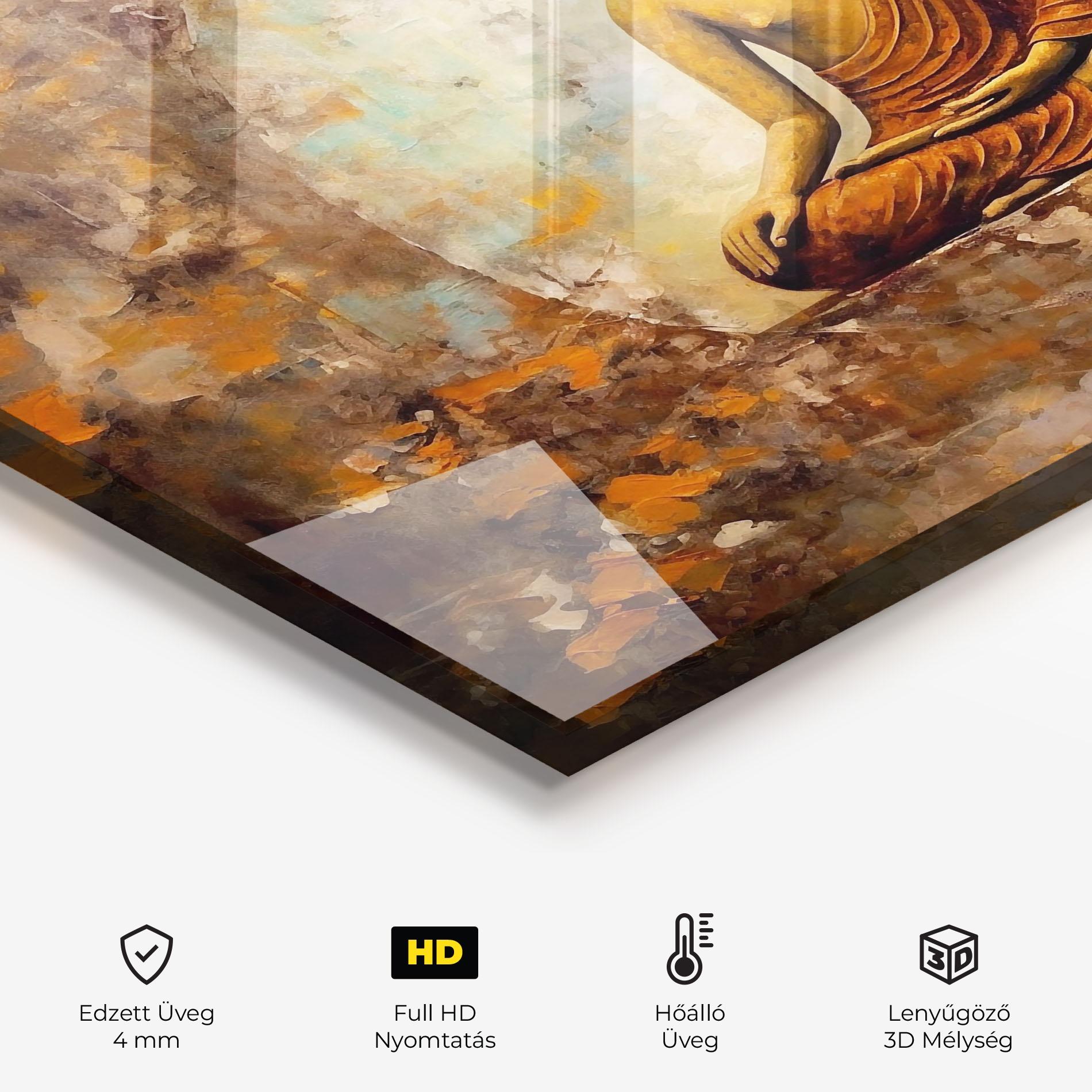 Konyhai üveg hátfal Blue Circle Buddha mockup 2