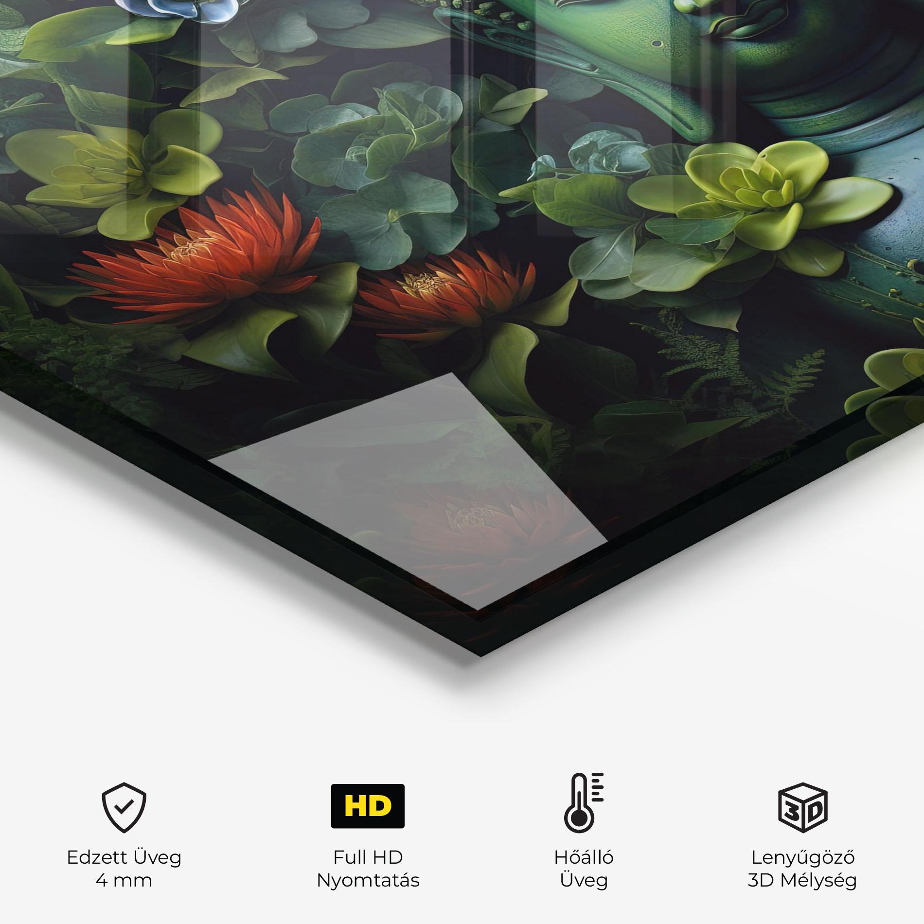 Konyhai üveg hátfal Blue Light Buddha mockup 2