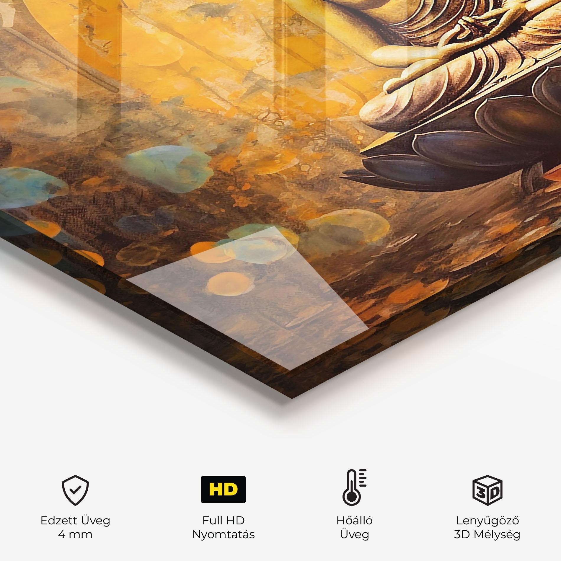 Konyhai üveg hátfal Buddha Floating Art mockup 2