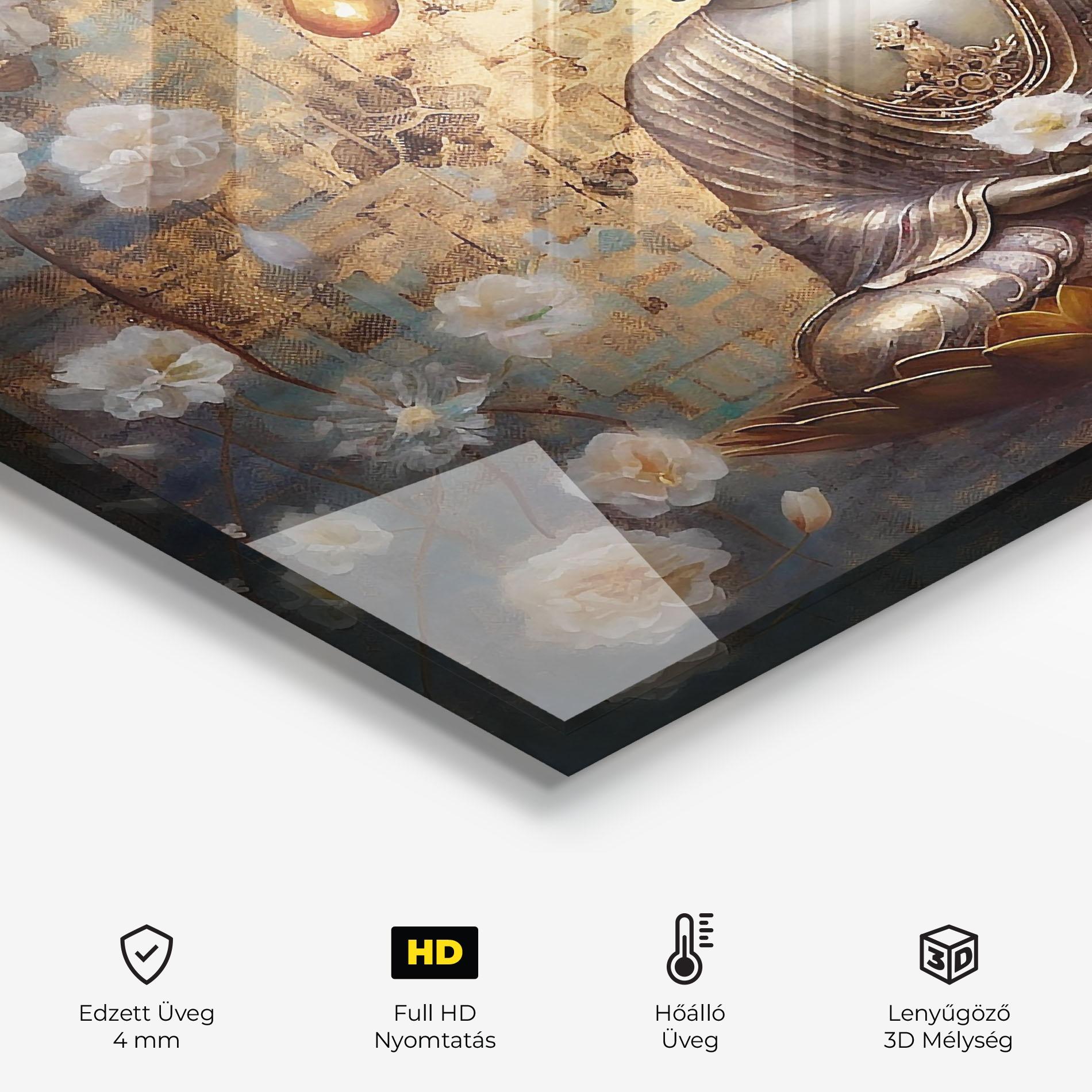 Konyhai üveg hátfal Buddha Meditation Art mockup 2