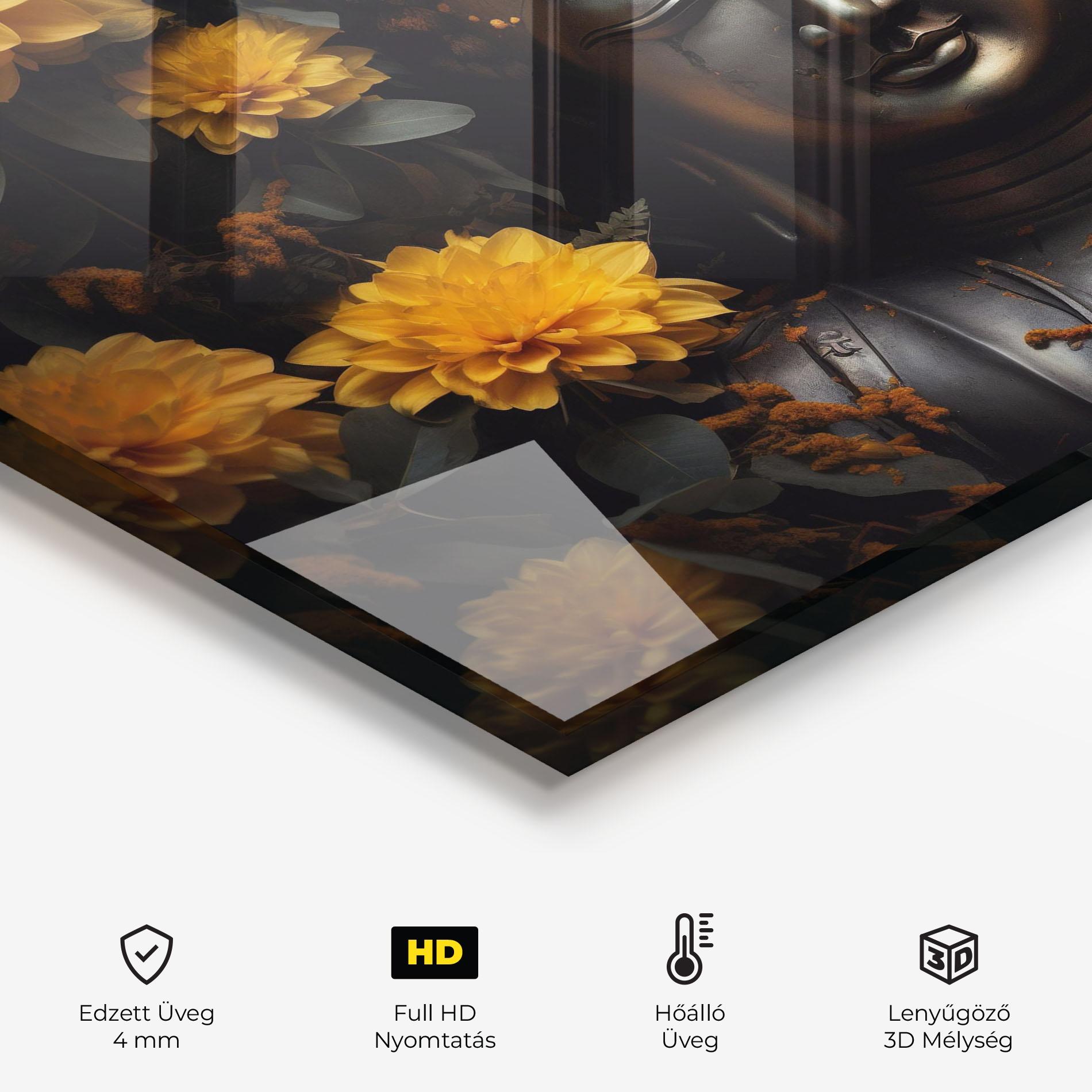 Konyhai üveg hátfal Buddha Peace Statue mockup 2