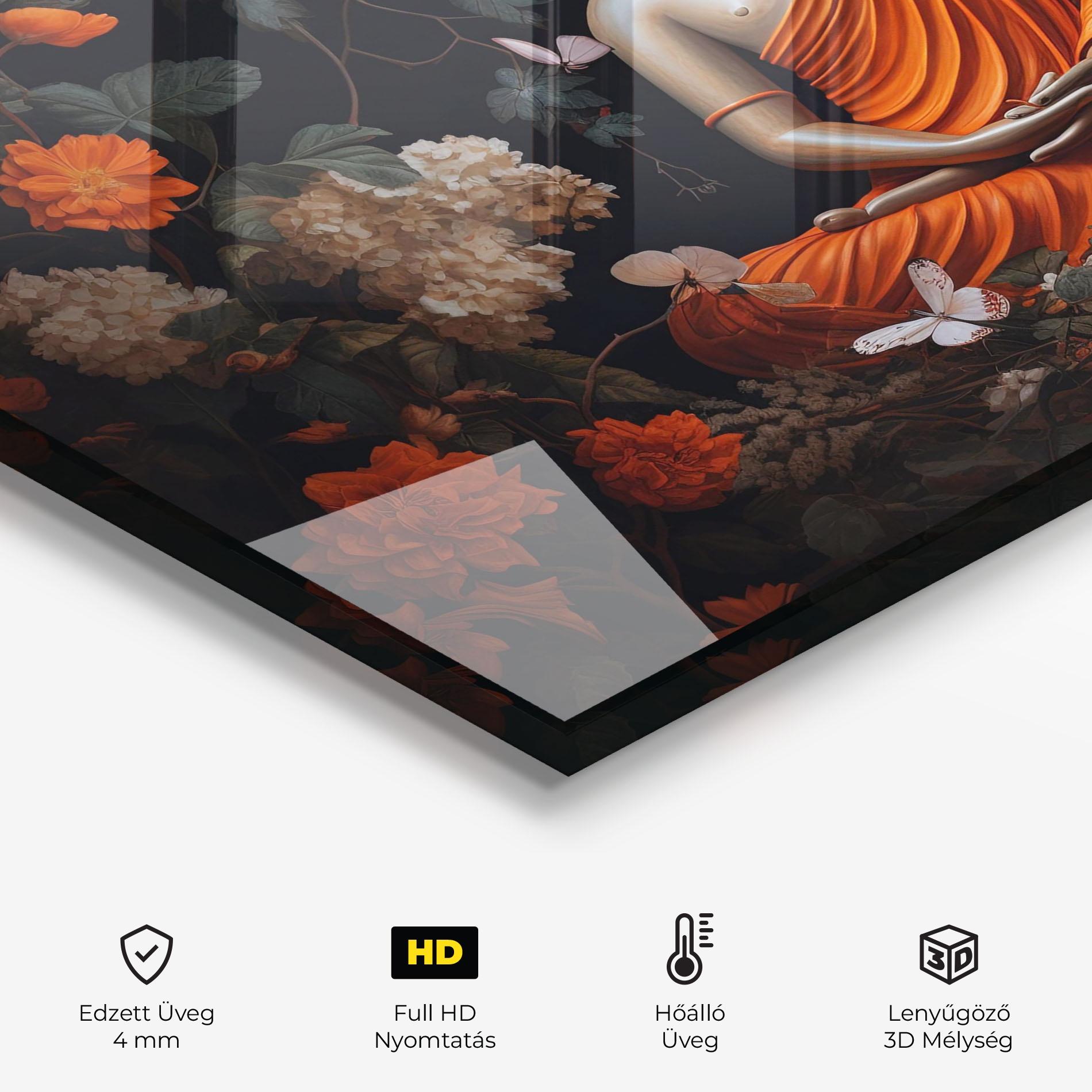 Konyhai üveg hátfal Butterfly Buddha mockup 2