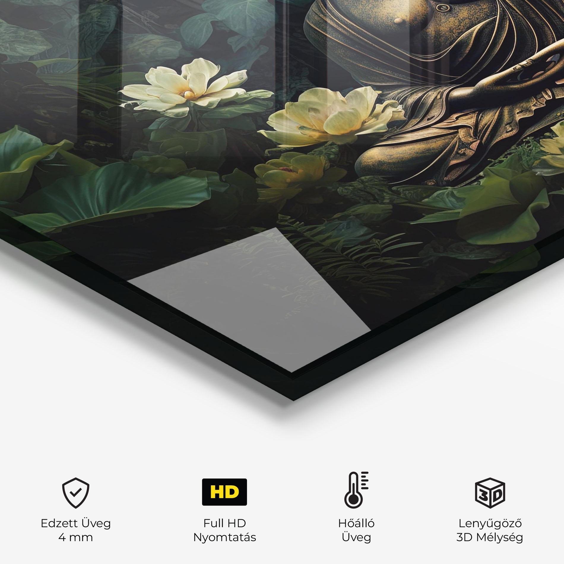 Konyhai üveg hátfal Calm Buddha Art mockup 2