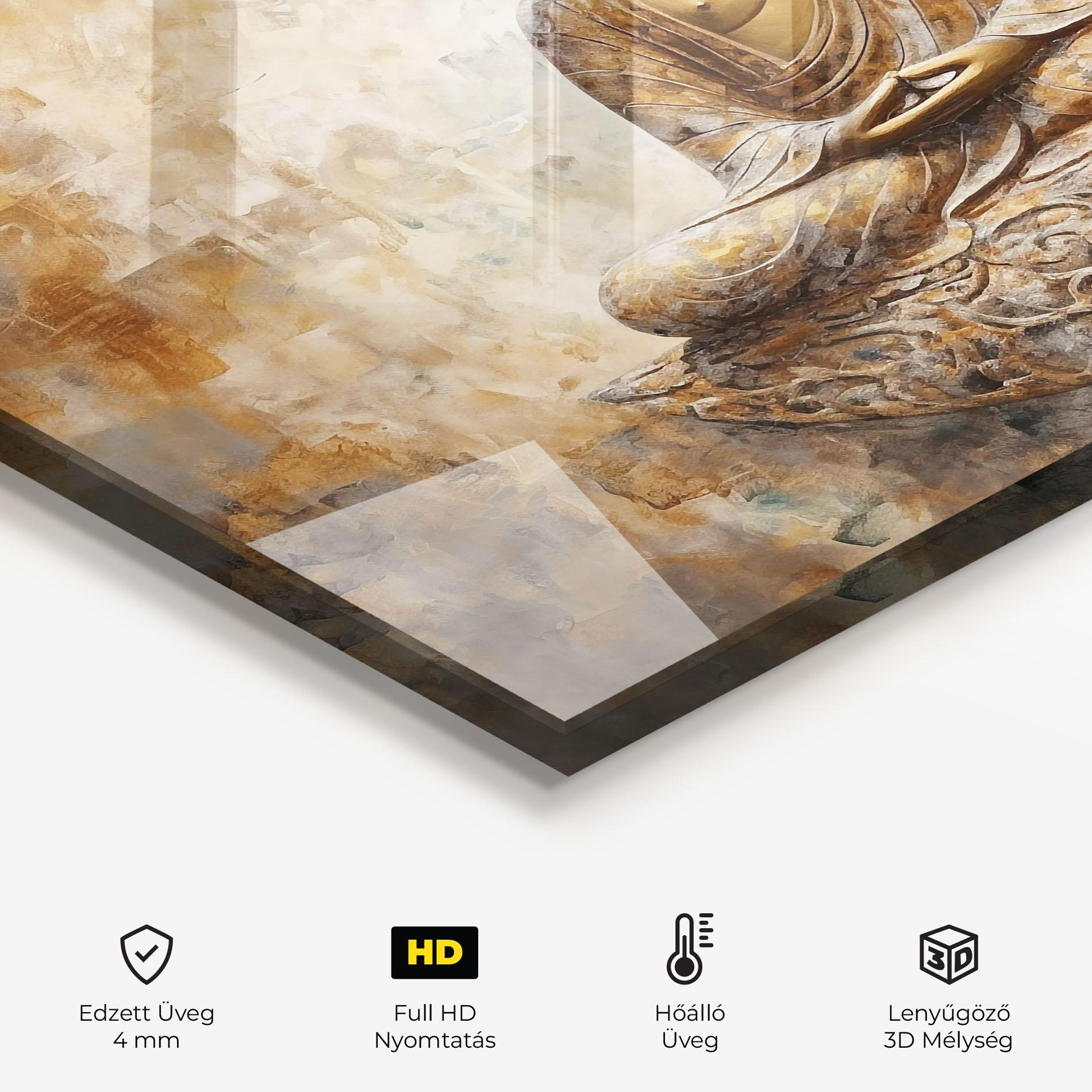 Konyhai üveg hátfal Cream Buddha Art mockup 2