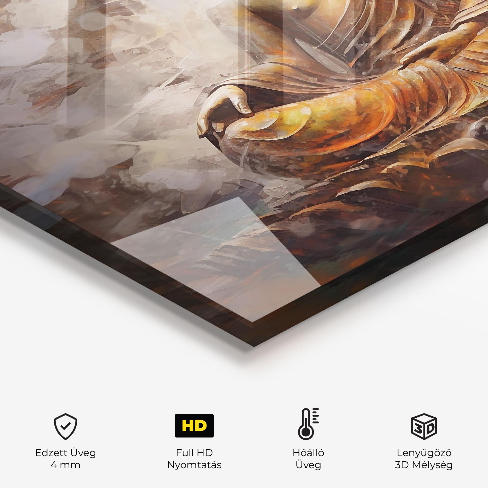 Konyhai üveg hátfal Cream Orange Buddha mockup 2