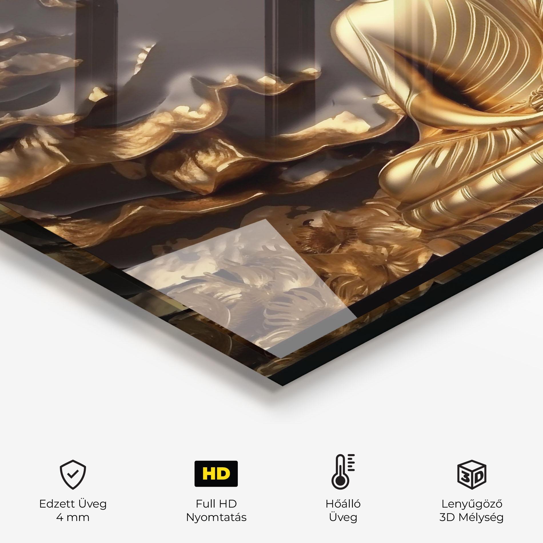 Konyhai üveg hátfal Gold 3d Buddha mockup 2