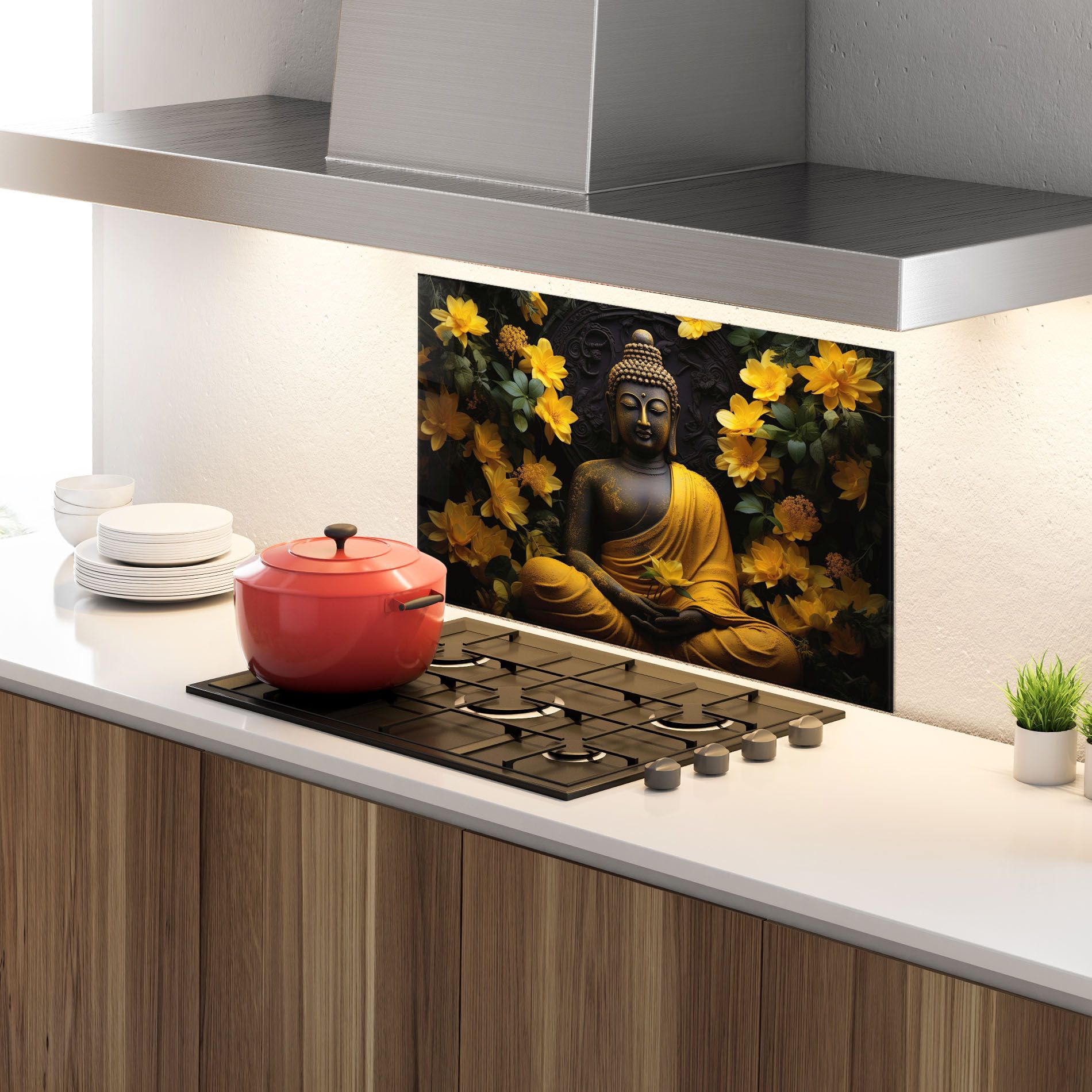 Buddha Yellow Statue mockup 4
