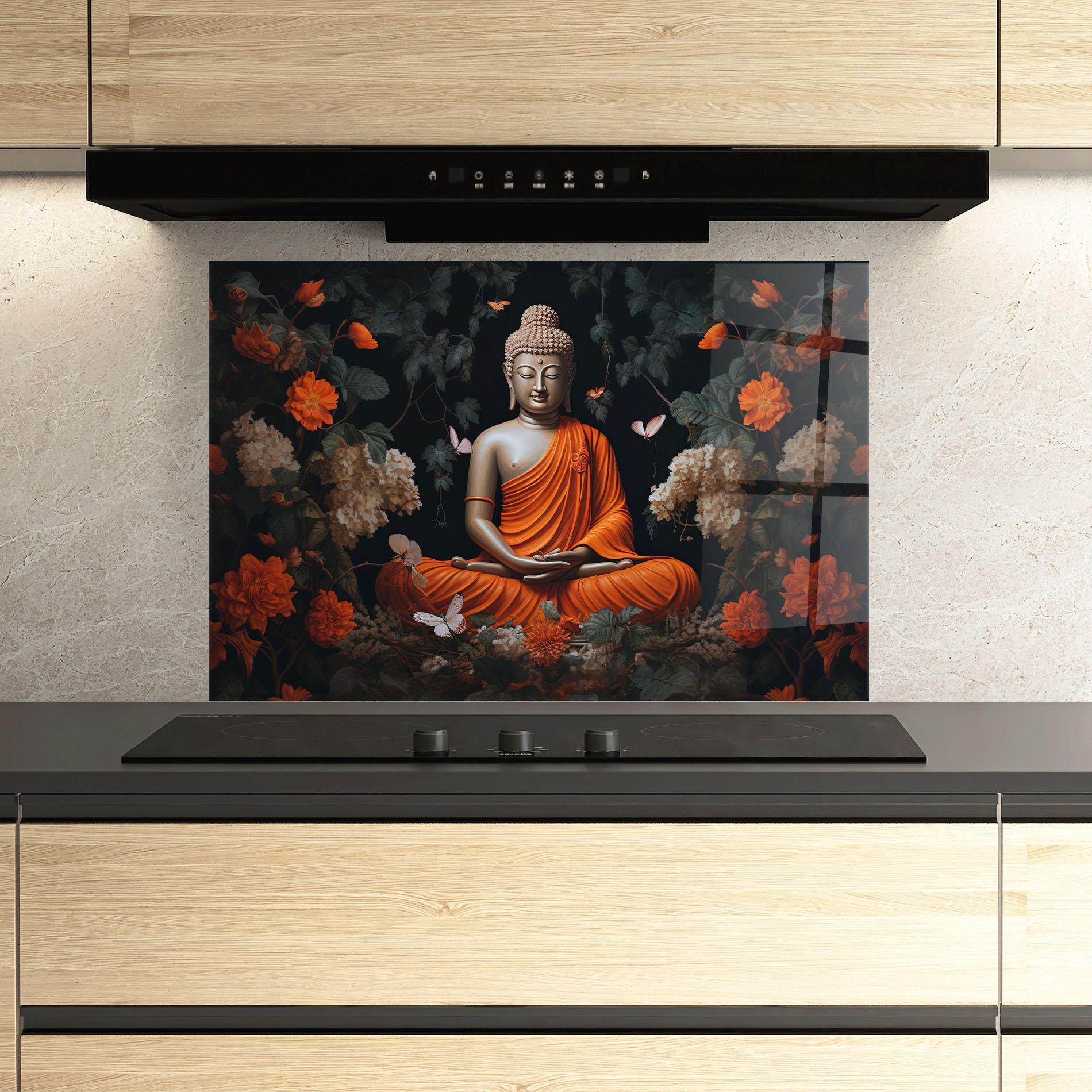 Konyhai üveg hátfal Butterfly Buddha mockup 3