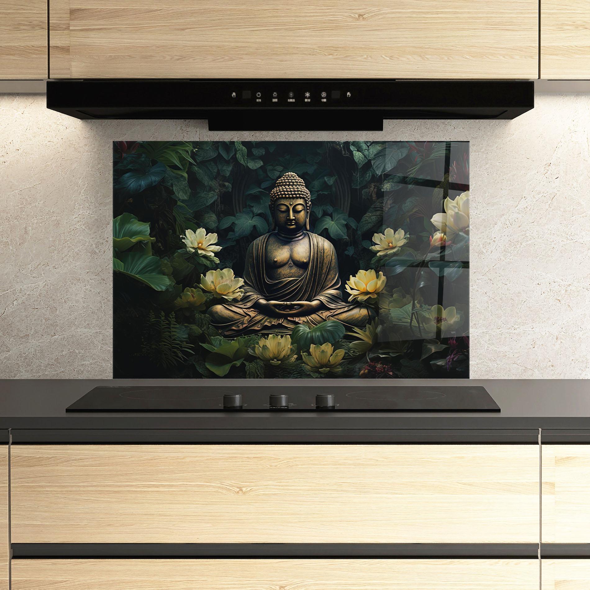 Konyhai üveg hátfal Calm Buddha Art mockup 3