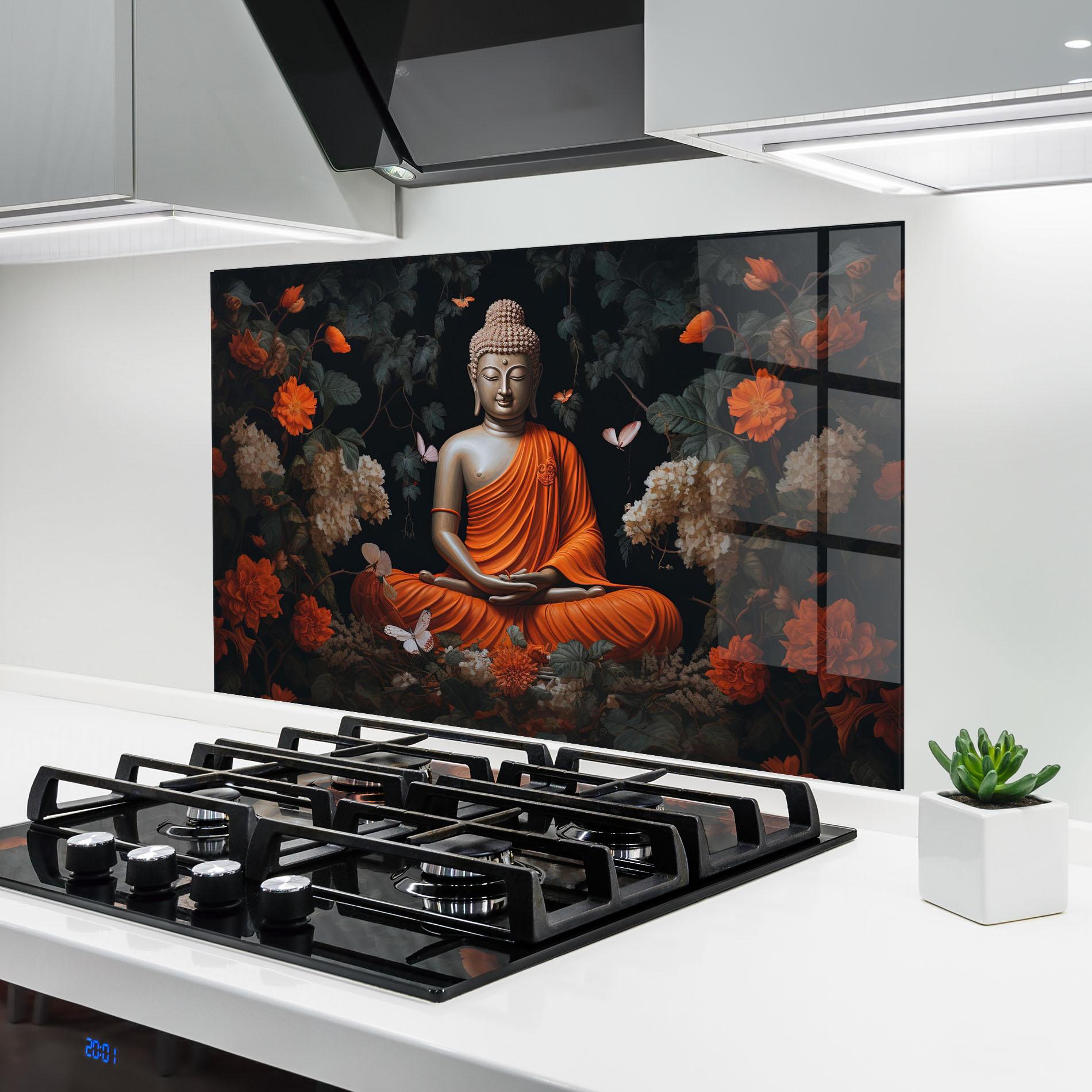 Konyhai üveg hátfal Butterfly Buddha mockup 6
