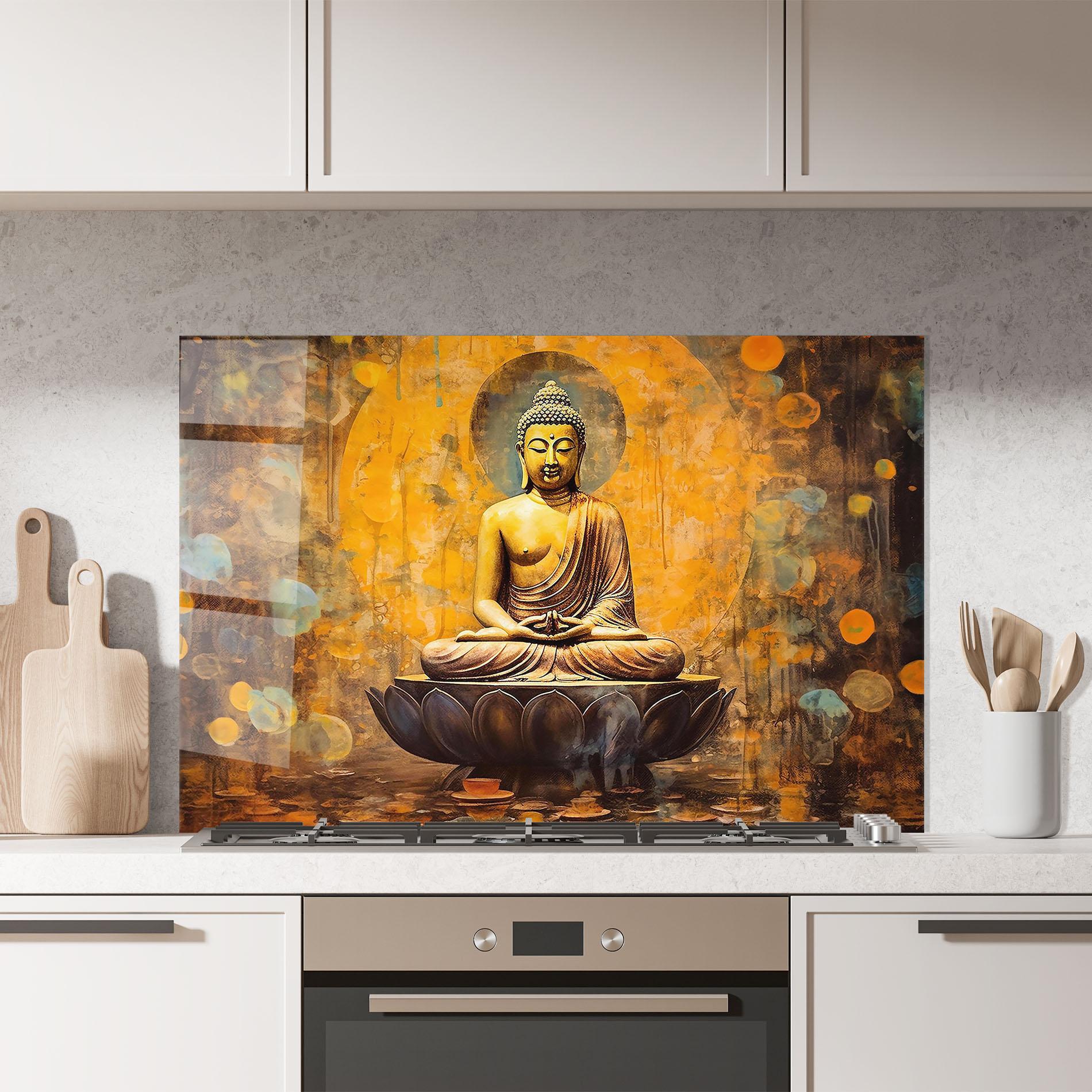 Konyhai üveg hátfal Buddha Floating Art mockup 7