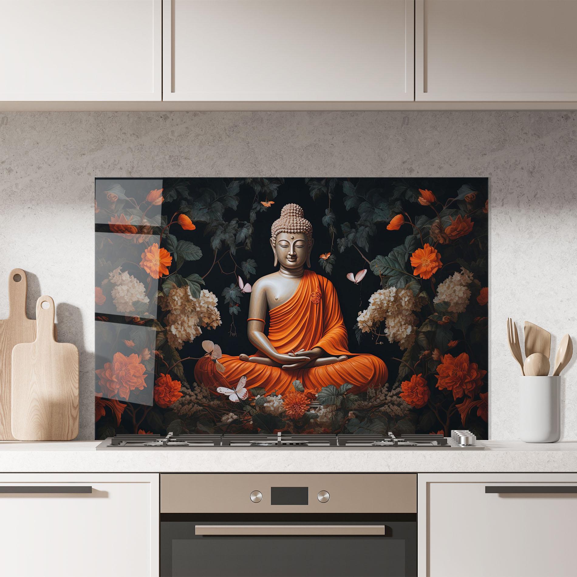 Konyhai üveg hátfal Butterfly Buddha mockup 7