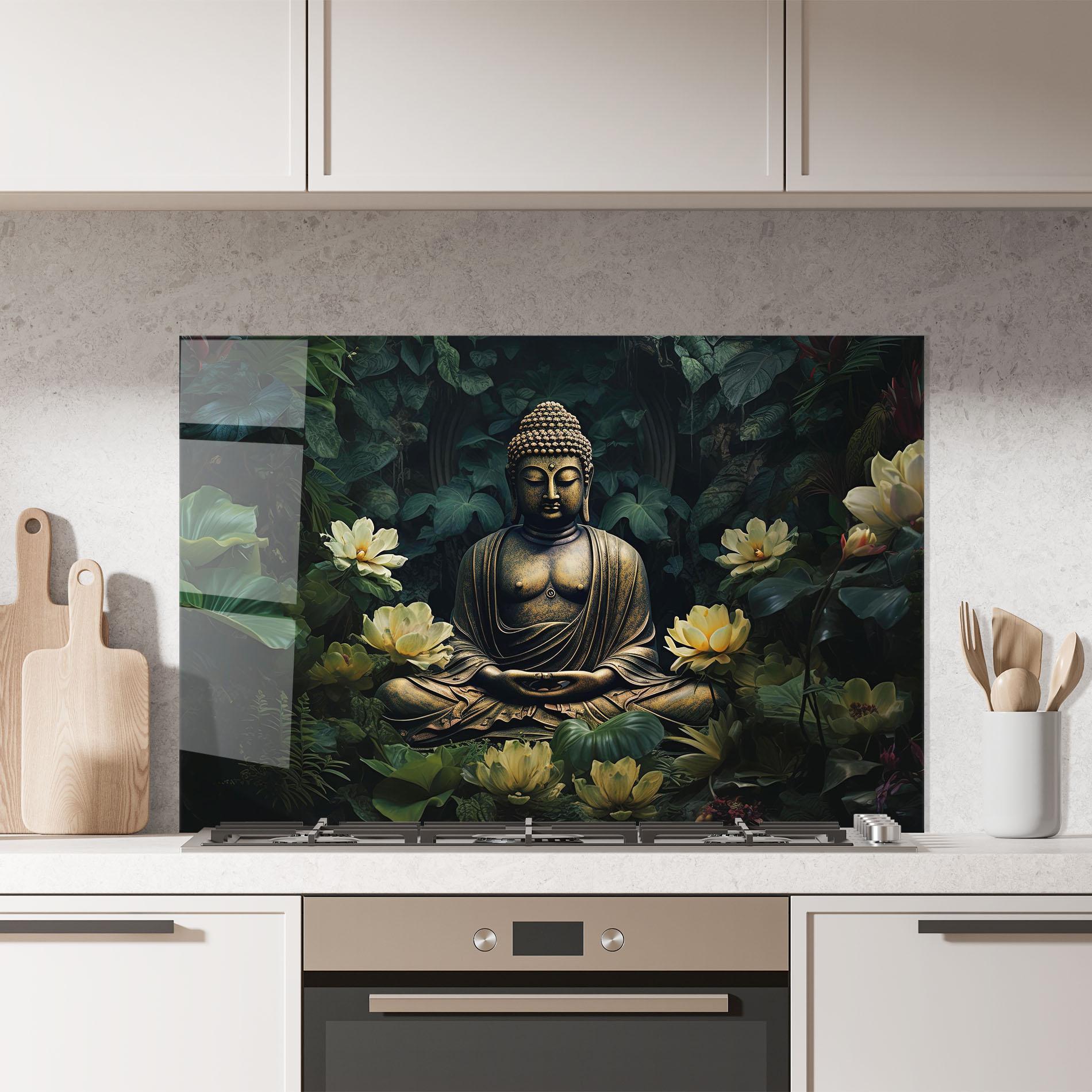 Konyhai üveg hátfal Calm Buddha Art mockup 7