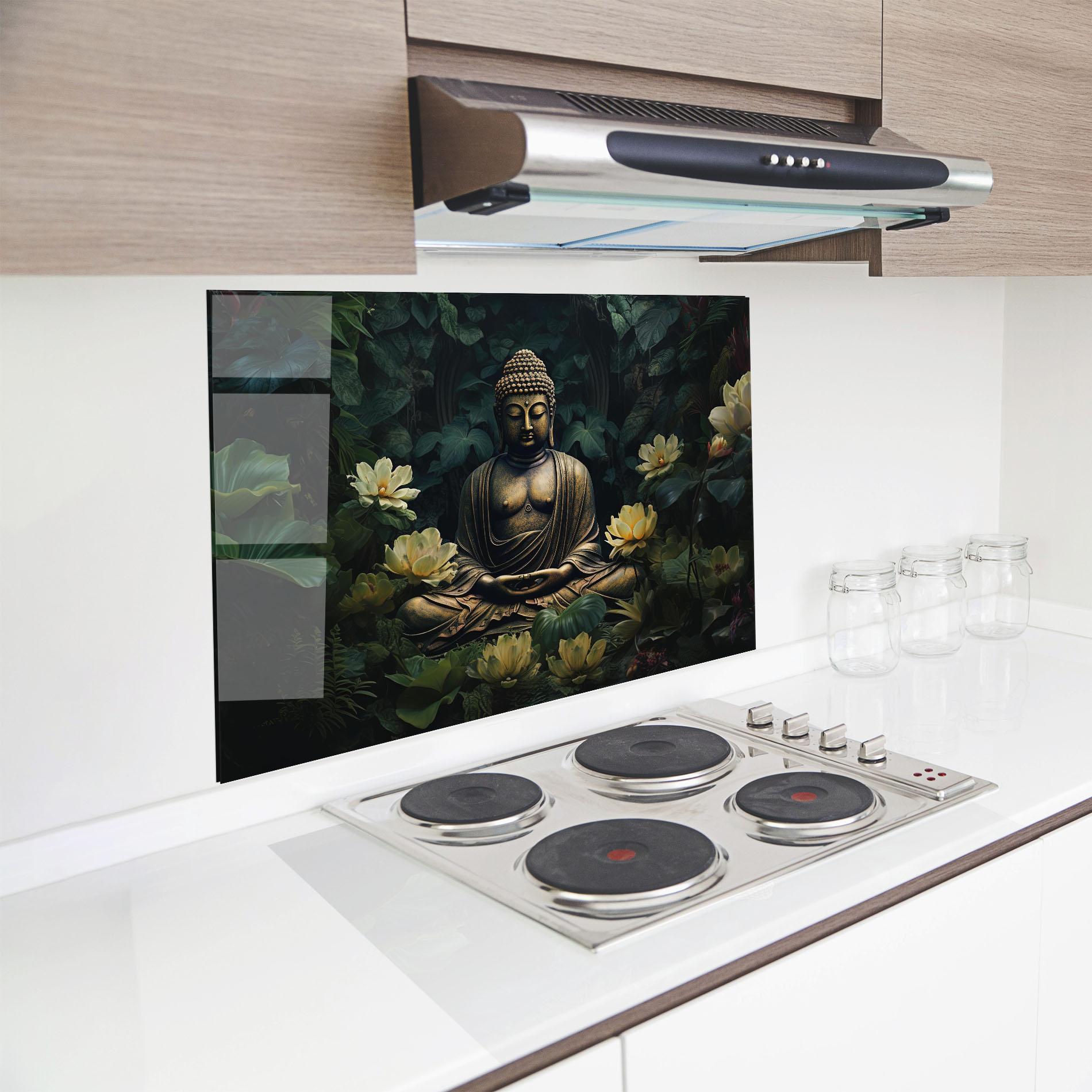 Konyhai üveg hátfal Calm Buddha Art mockup 8
