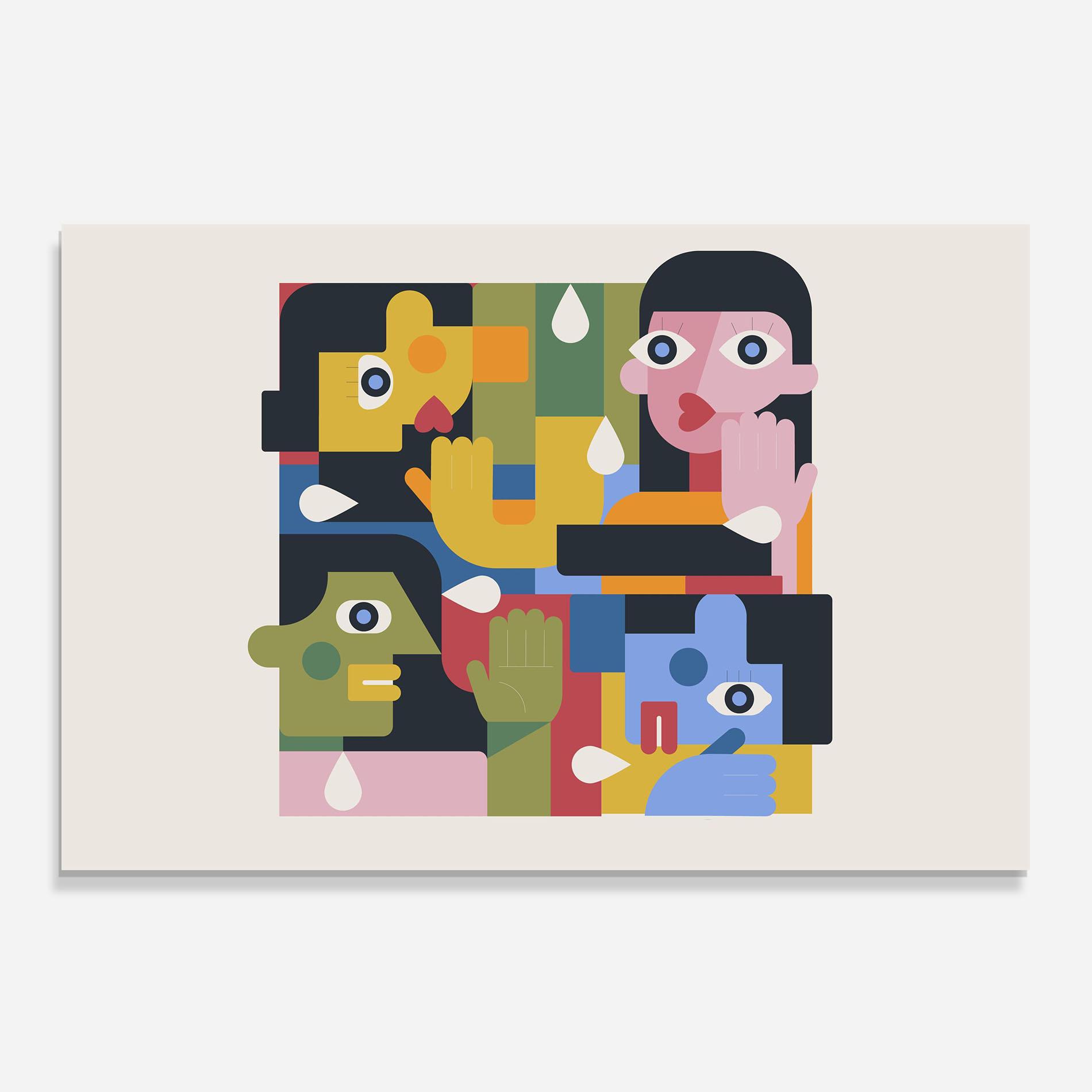 Konyhai üveg hátfal Minimal People Collage mockup 0