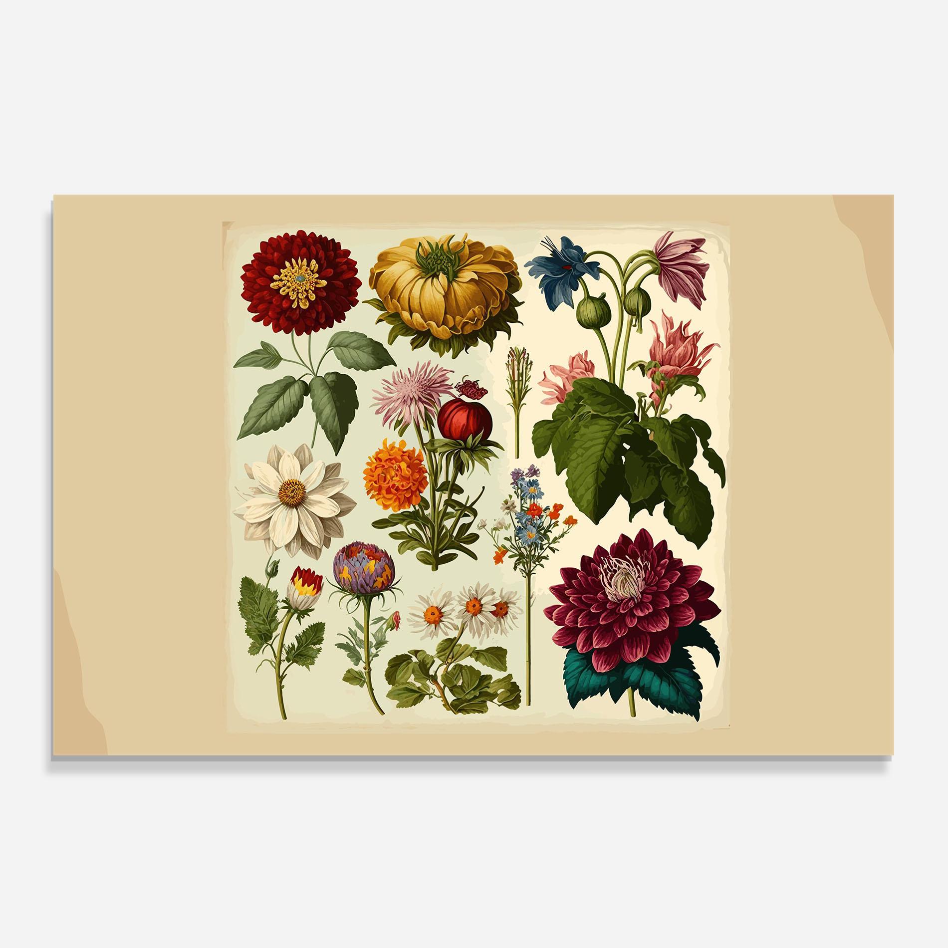 Konyhai üveg hátfal Vintage Botanical mockup 0