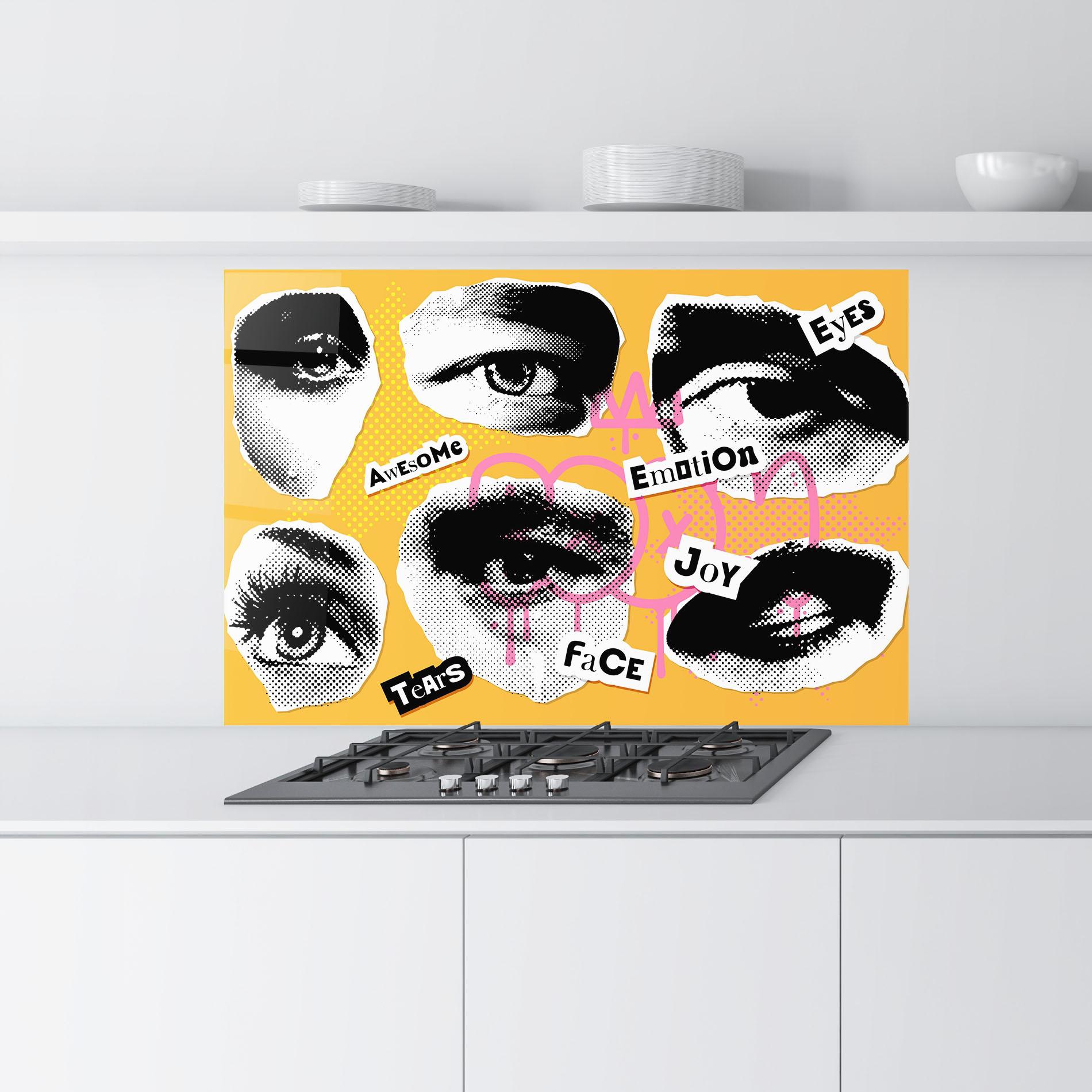 Konyhai üveg hátfal Awesome Emotions mockup 9
