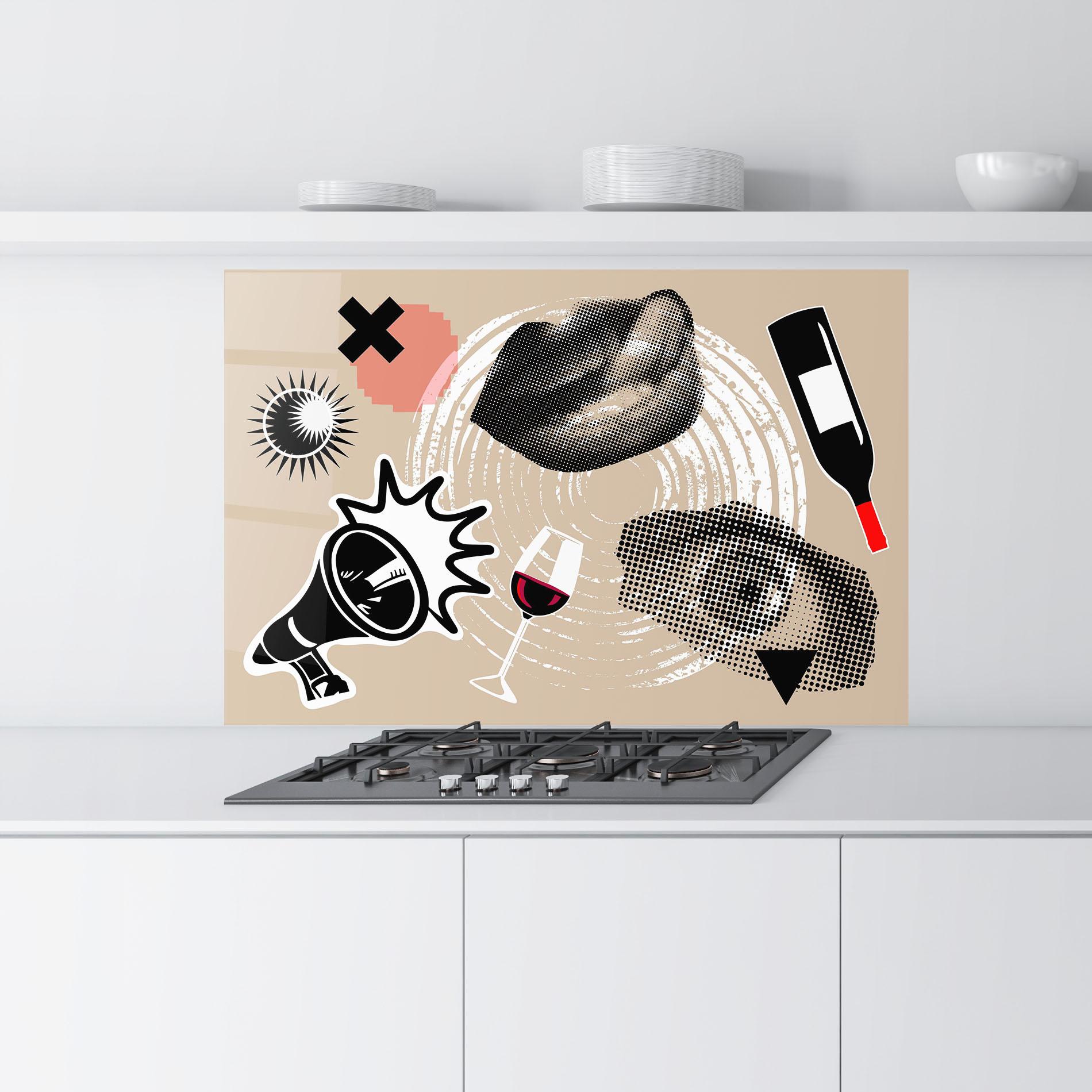 Konyhai üveg hátfal Lips Mouth Collage mockup 9