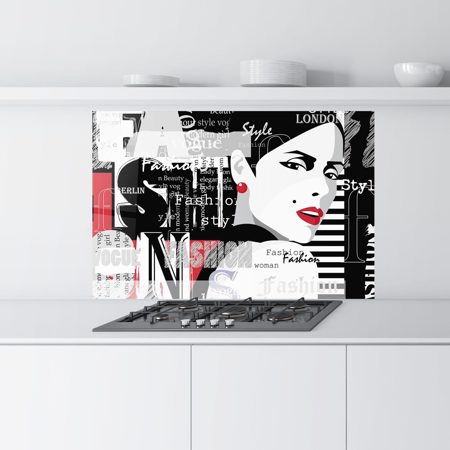 Konyhai üveg hátfal London Fashion Collage mockup 9