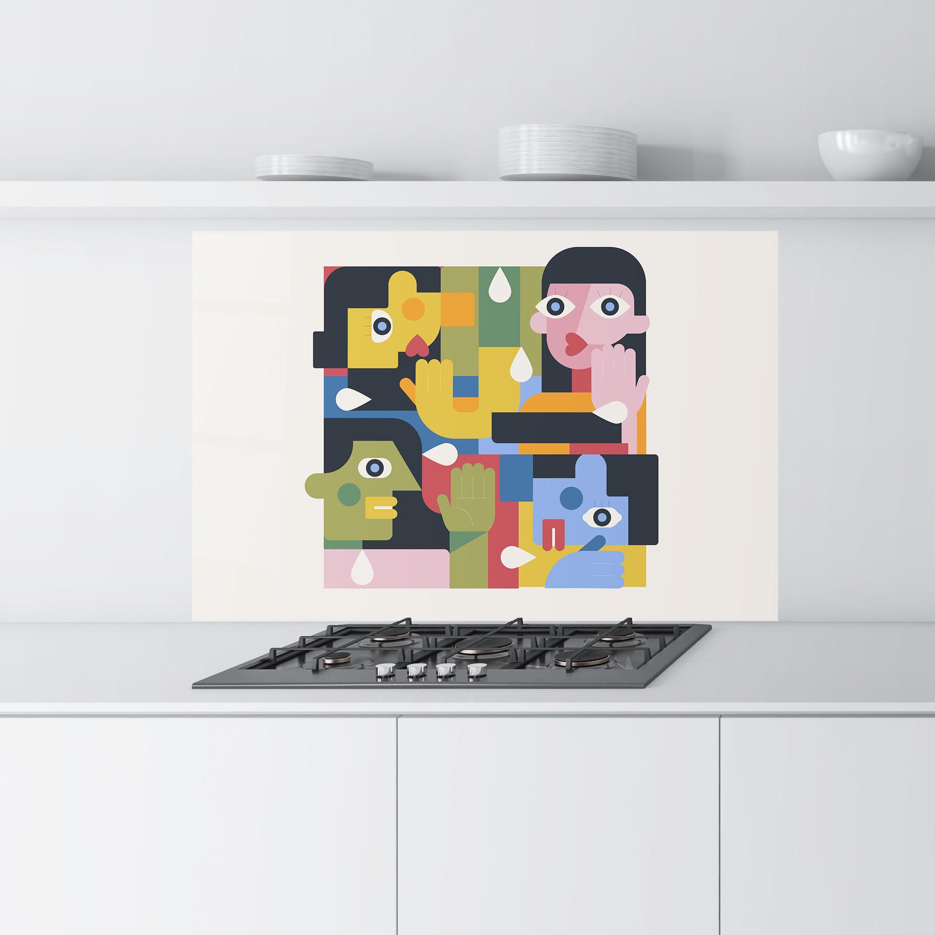 Konyhai üveg hátfal Minimal People Collage mockup 9