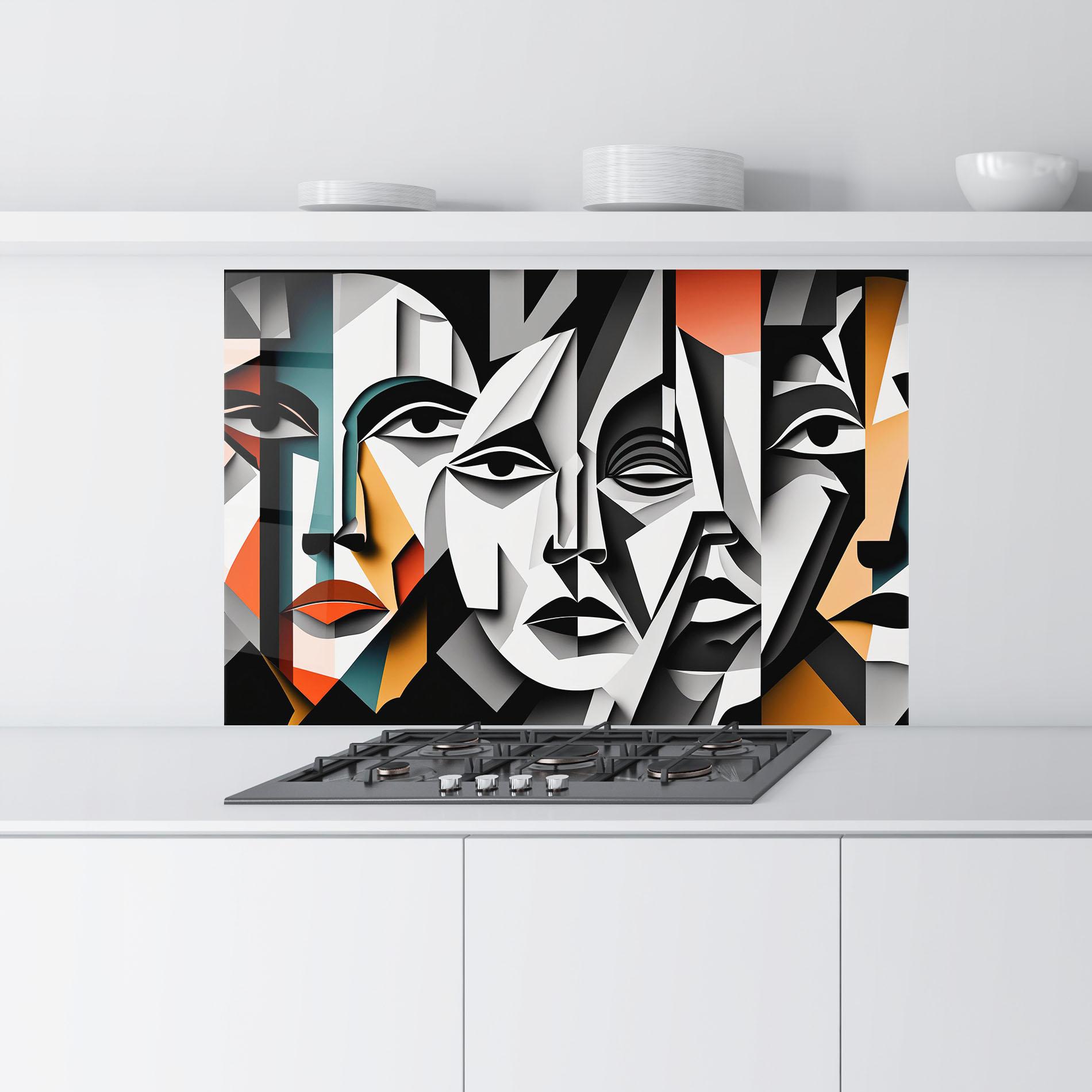 Konyhai üveg hátfal Mix Faces Collage mockup 9