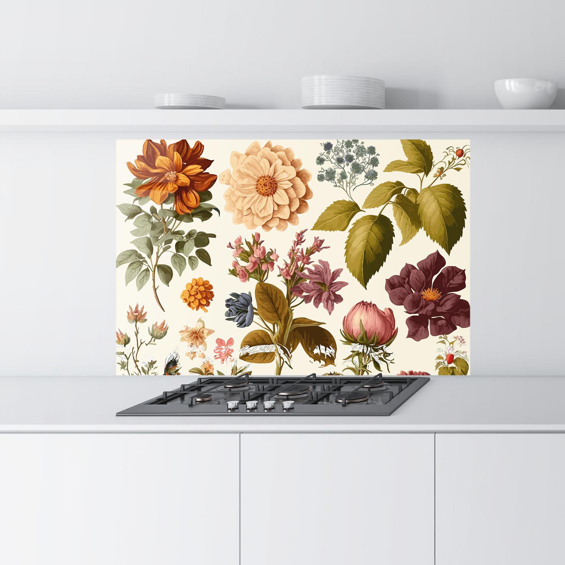 Konyhai üveg hátfal Vintage Plant Collage mockup 9