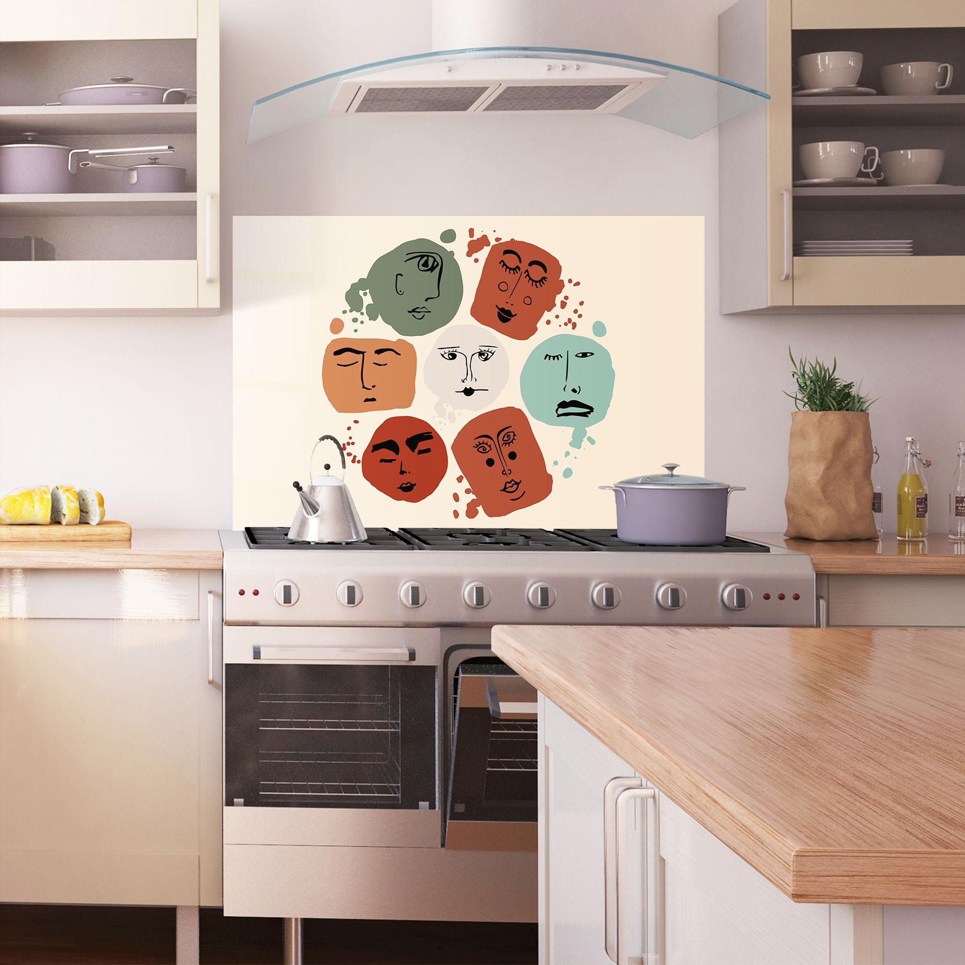 Konyhai üveg hátfal Circle Faces mockup 1