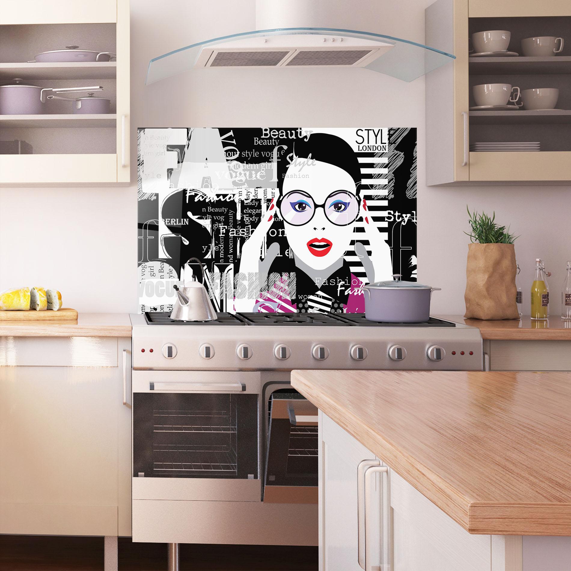 Konyhai üveg hátfal Fashion Collage mockup 1