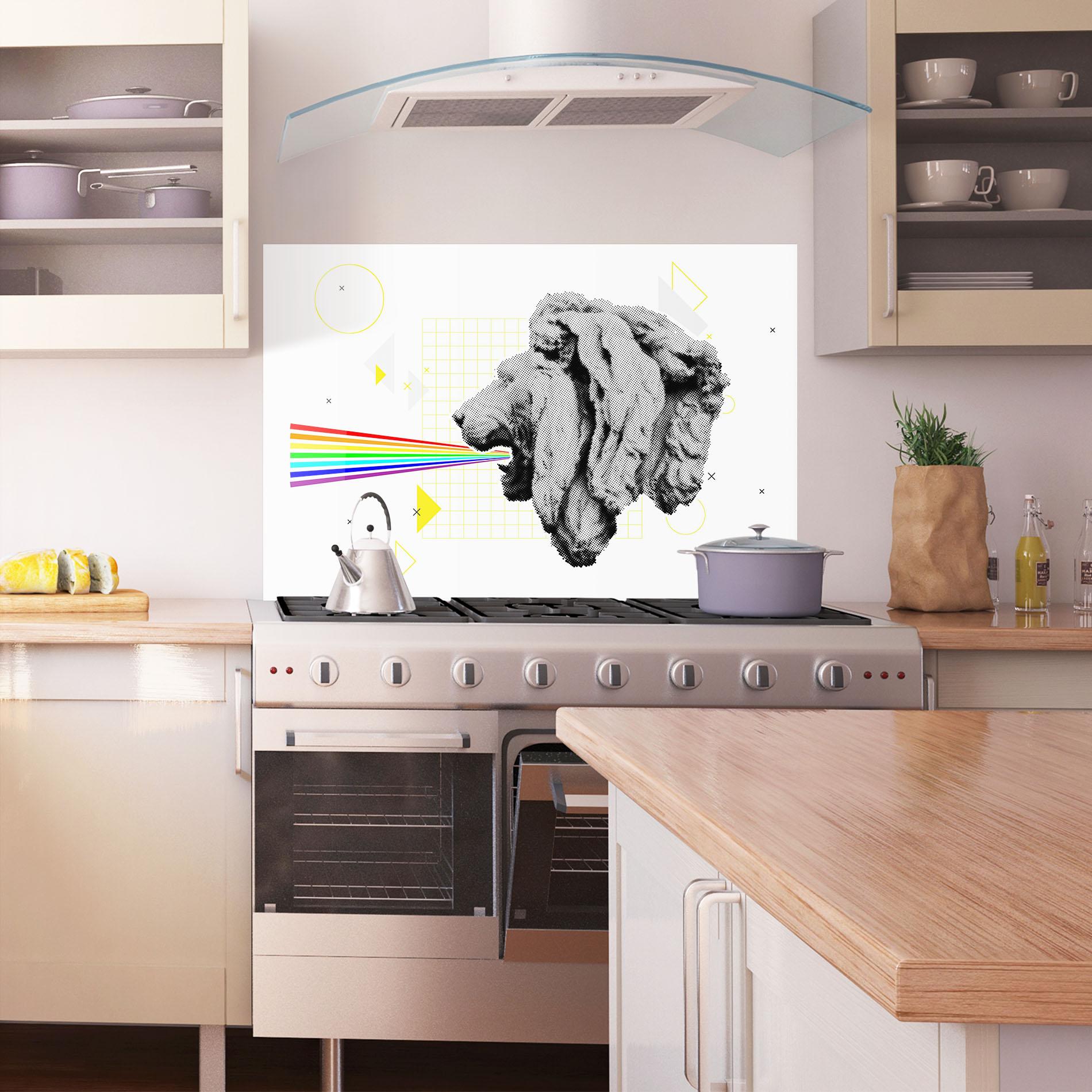 Konyhai üveg hátfal Lion Collage mockup 1