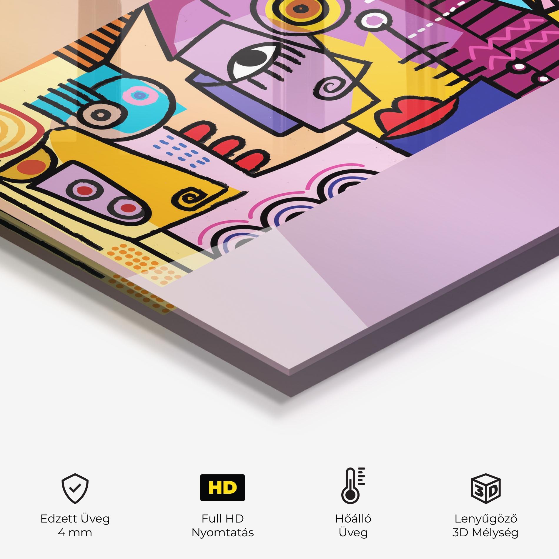 Konyhai üveg hátfal Face Group Purple mockup 2