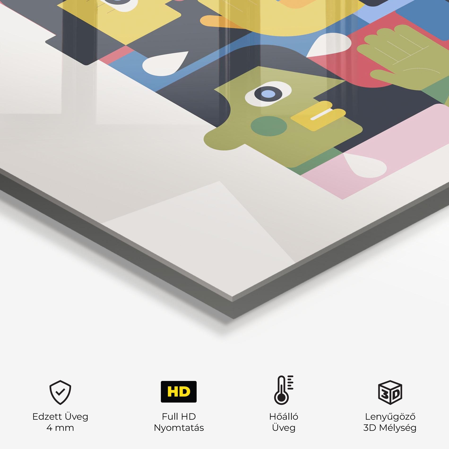 Konyhai üveg hátfal Minimal People Collage mockup 2