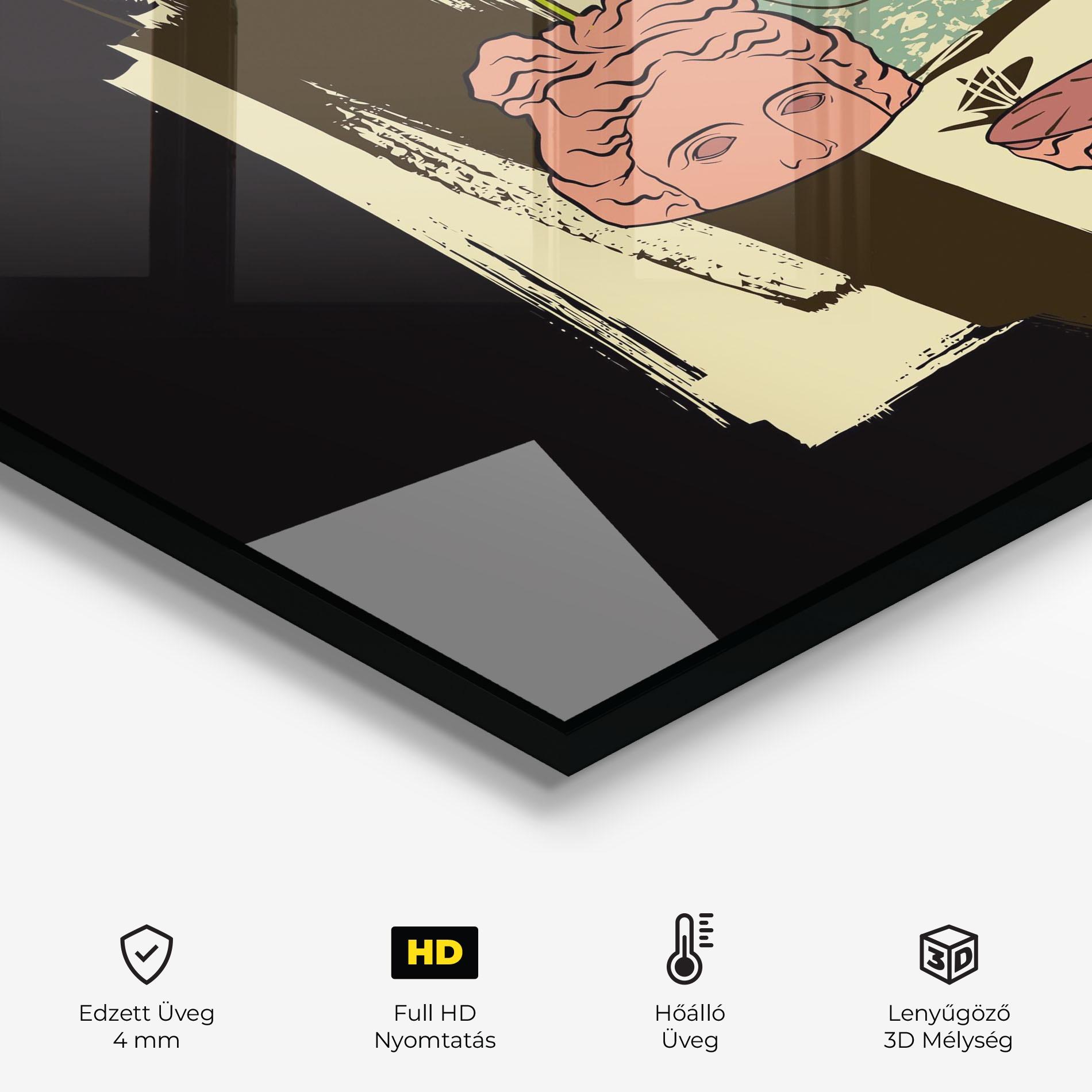 Konyhai üveg hátfal Statue Fruit mockup 2