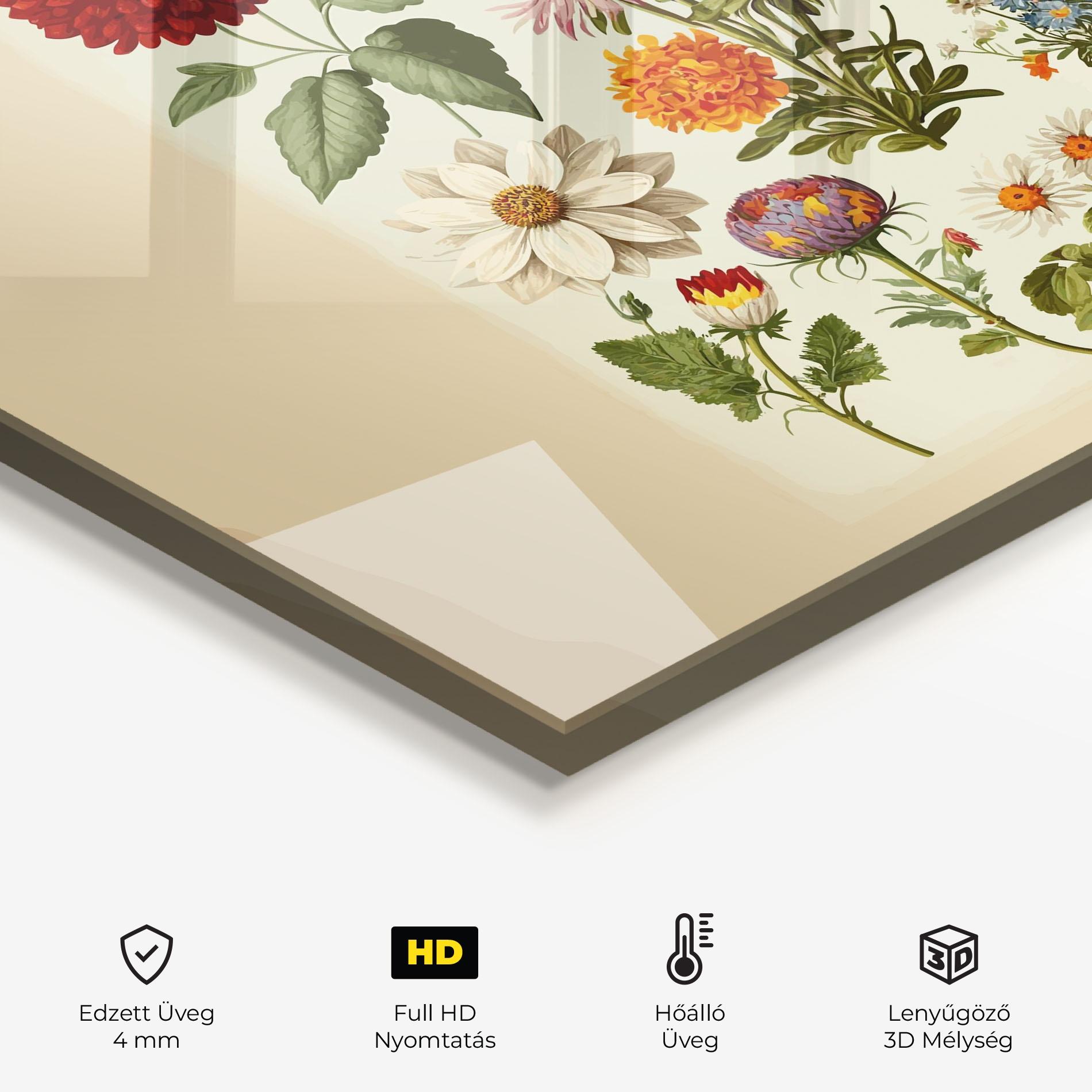 Konyhai üveg hátfal Vintage Botanical mockup 2