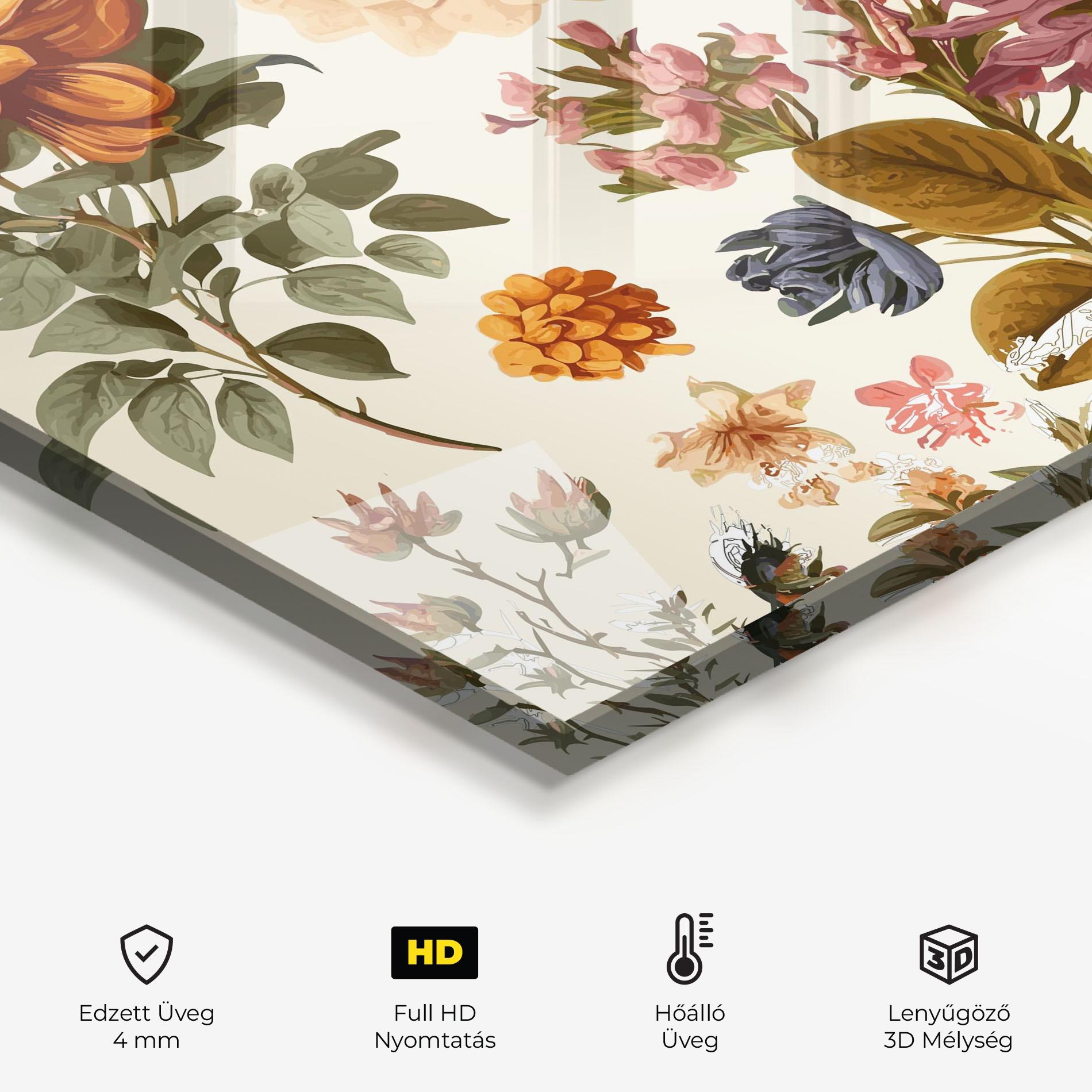 Konyhai üveg hátfal Vintage Plant Collage mockup 2