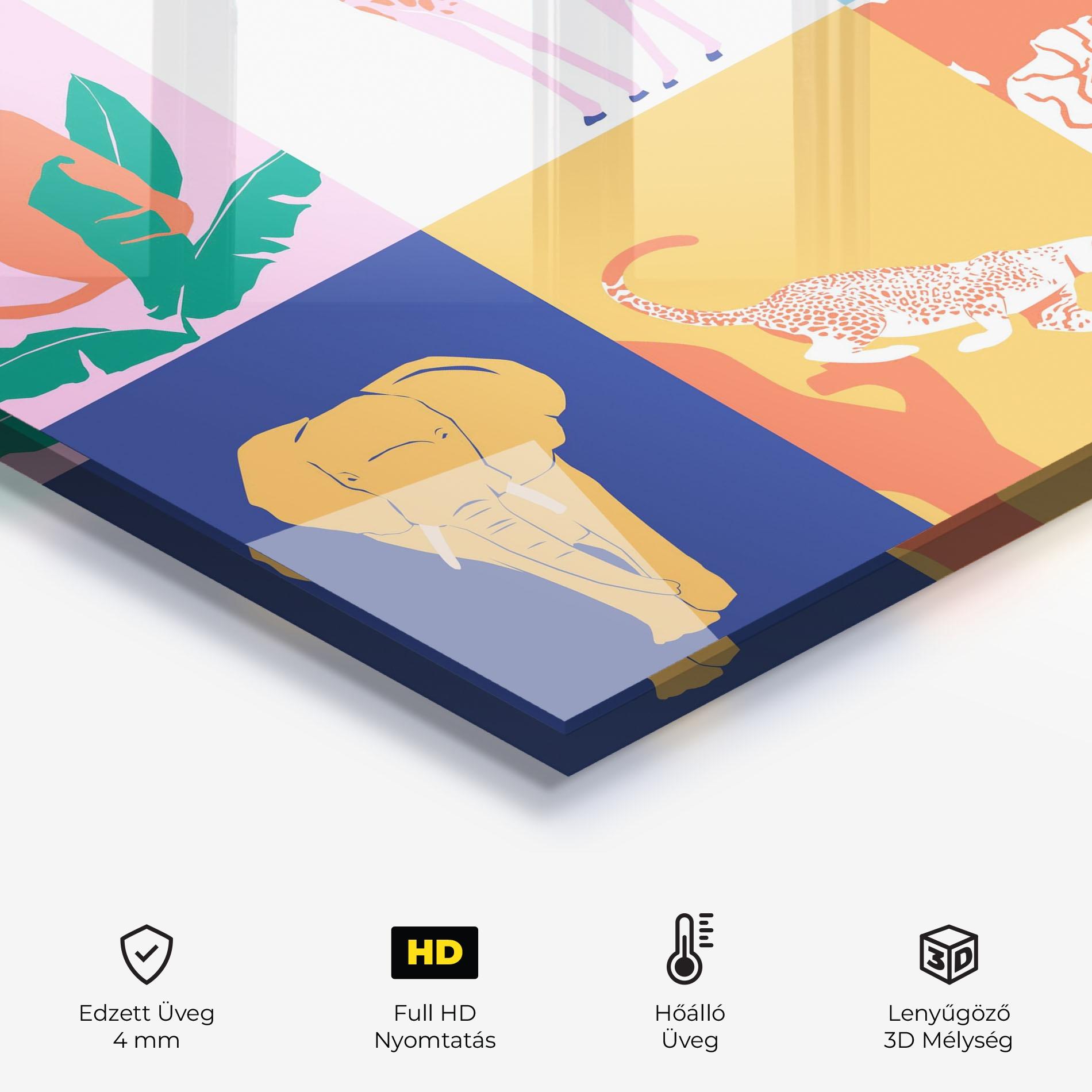 Konyhai üveg hátfal Wild Life Collage mockup 2