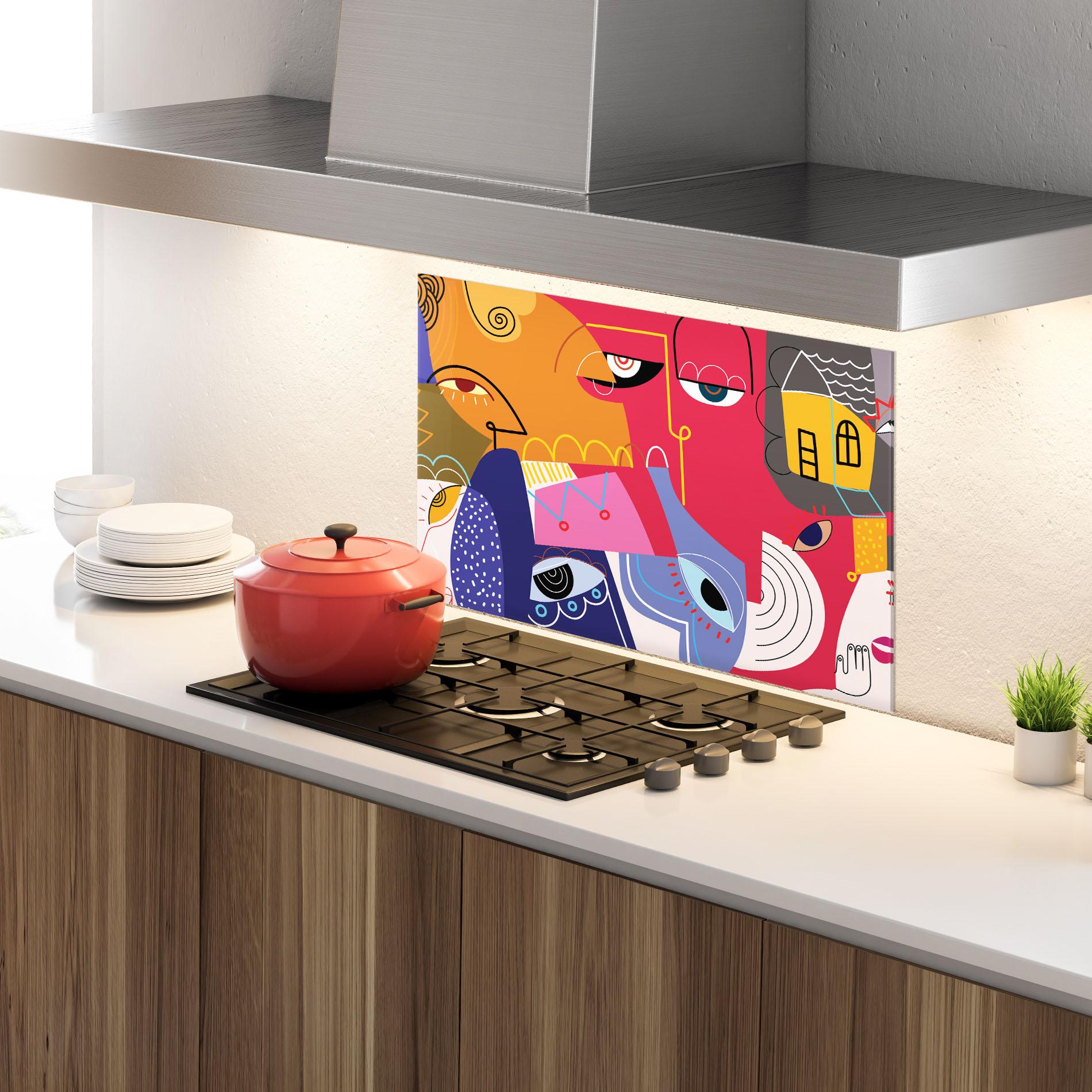 Konyhai üveg hátfal Line Eye Family mockup 4