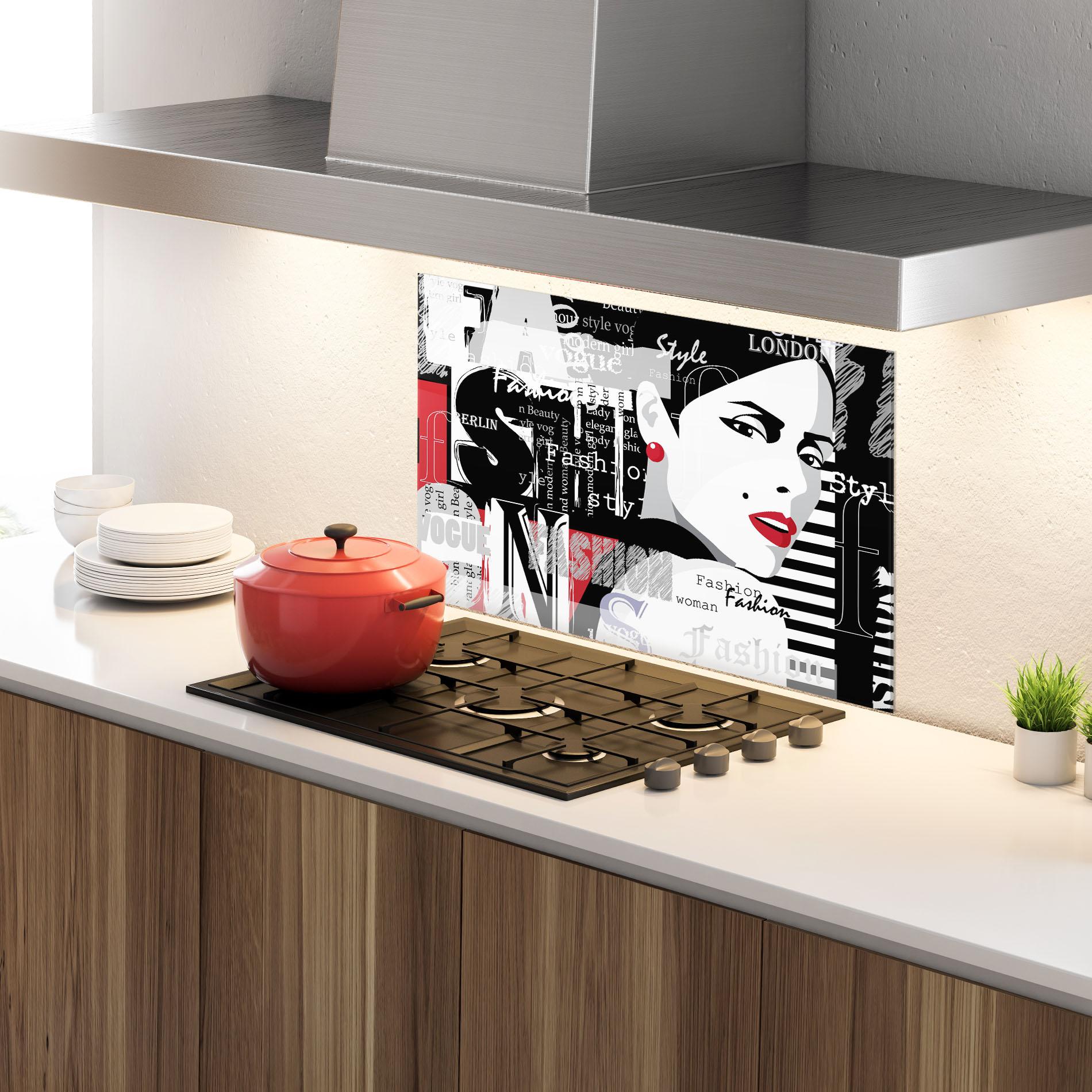 Konyhai üveg hátfal London Fashion Collage mockup 4