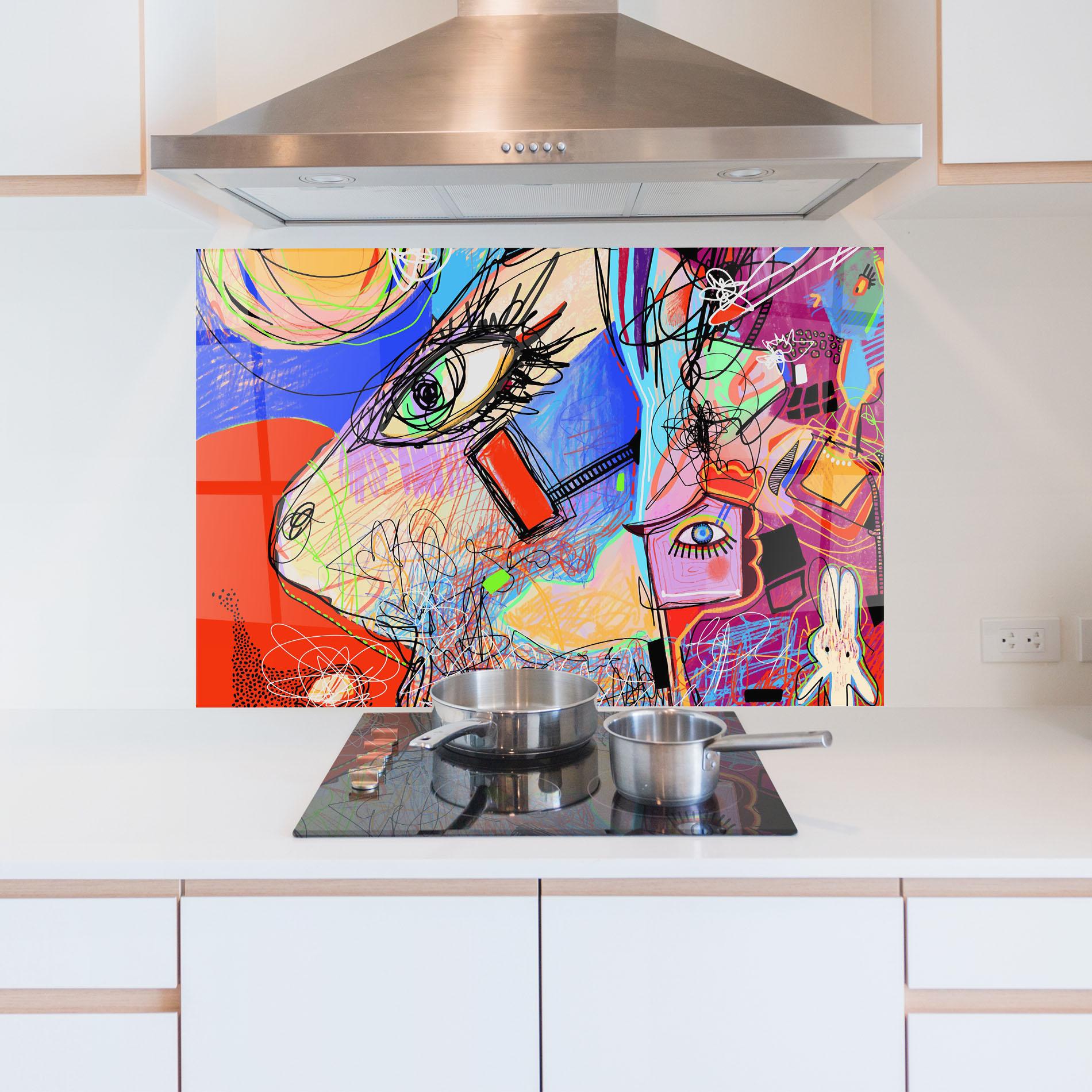 Konyhai üveg hátfal Animal Eye Art mockup 5