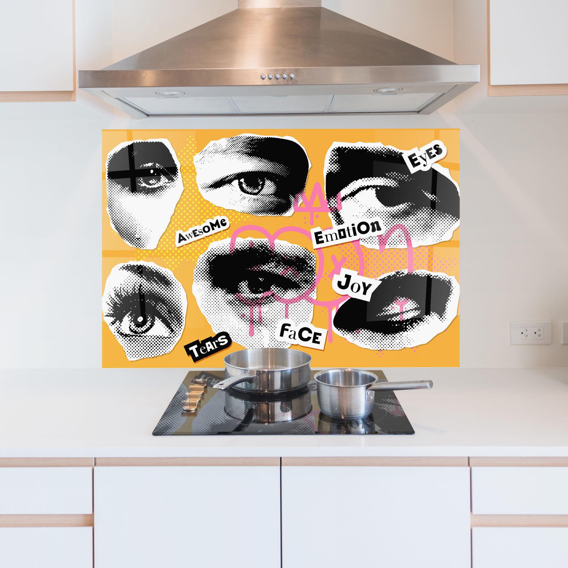 Konyhai üveg hátfal Awesome Emotions mockup 5
